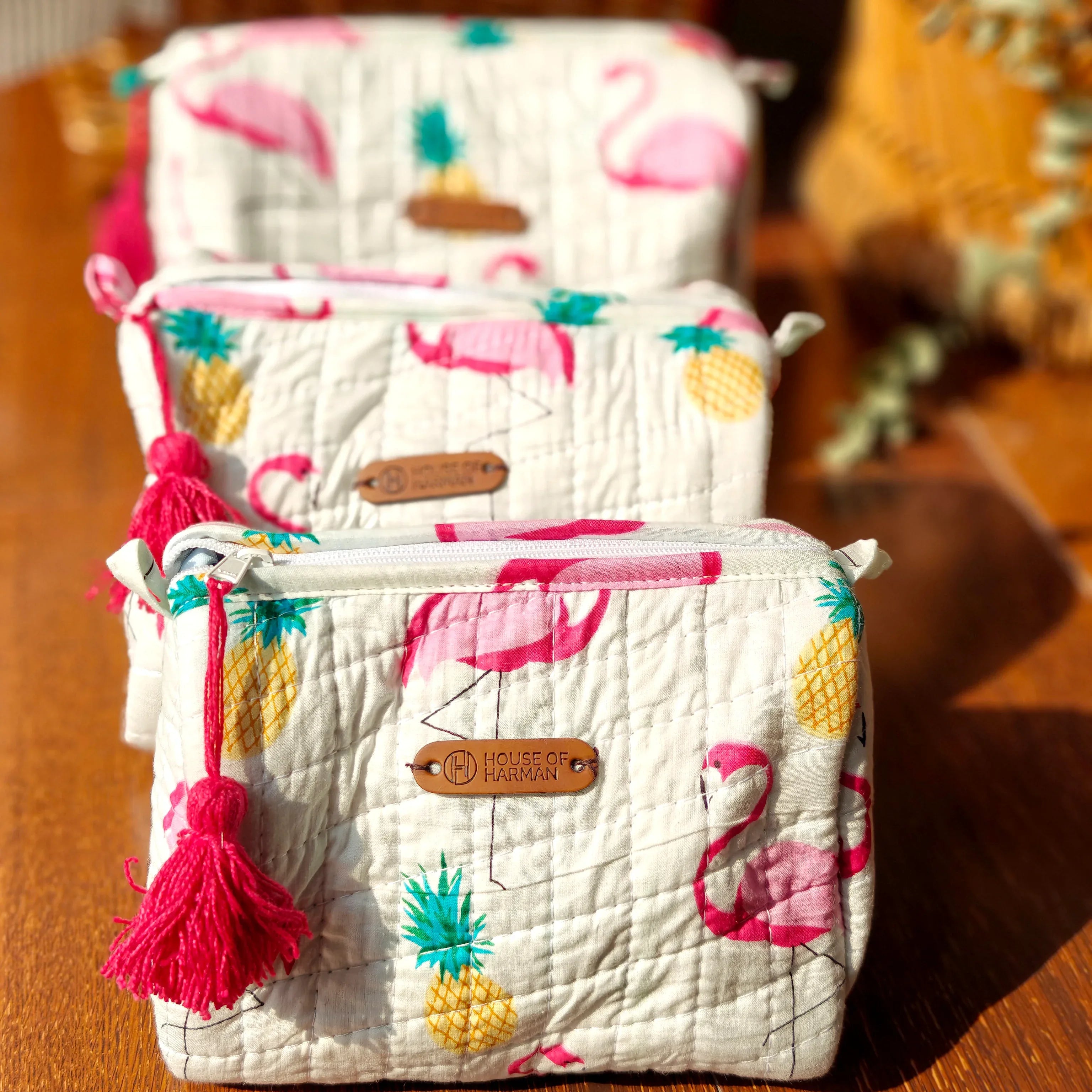 Multipurpose Pouches- Set of Three I Waterproof Lining I Four Mini Pockets Inside - HOUSE OF HARMAN