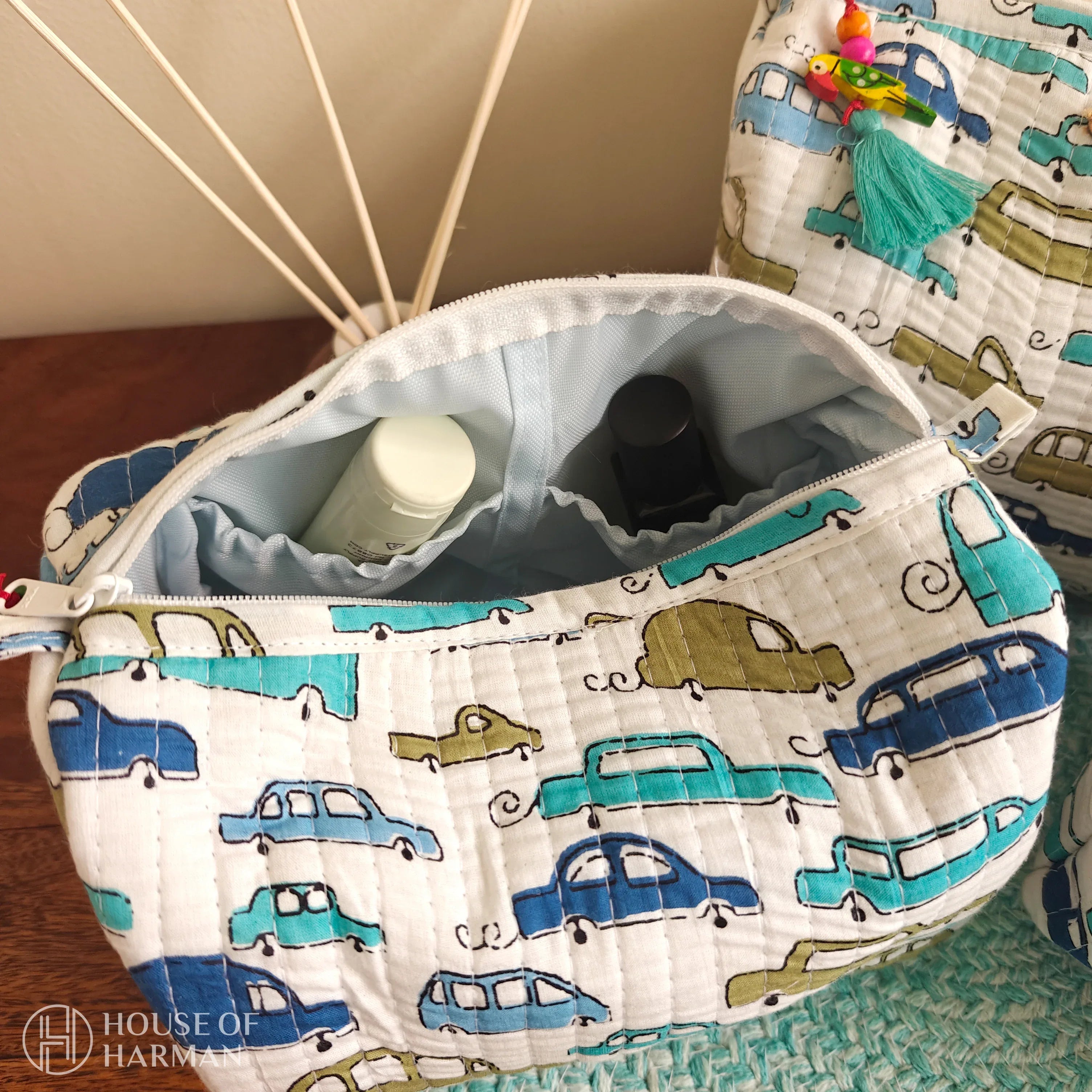 Multipurpose Pouches- Set of Three I Waterproof Lining I Four Mini Pockets Inside - HOUSE OF HARMAN