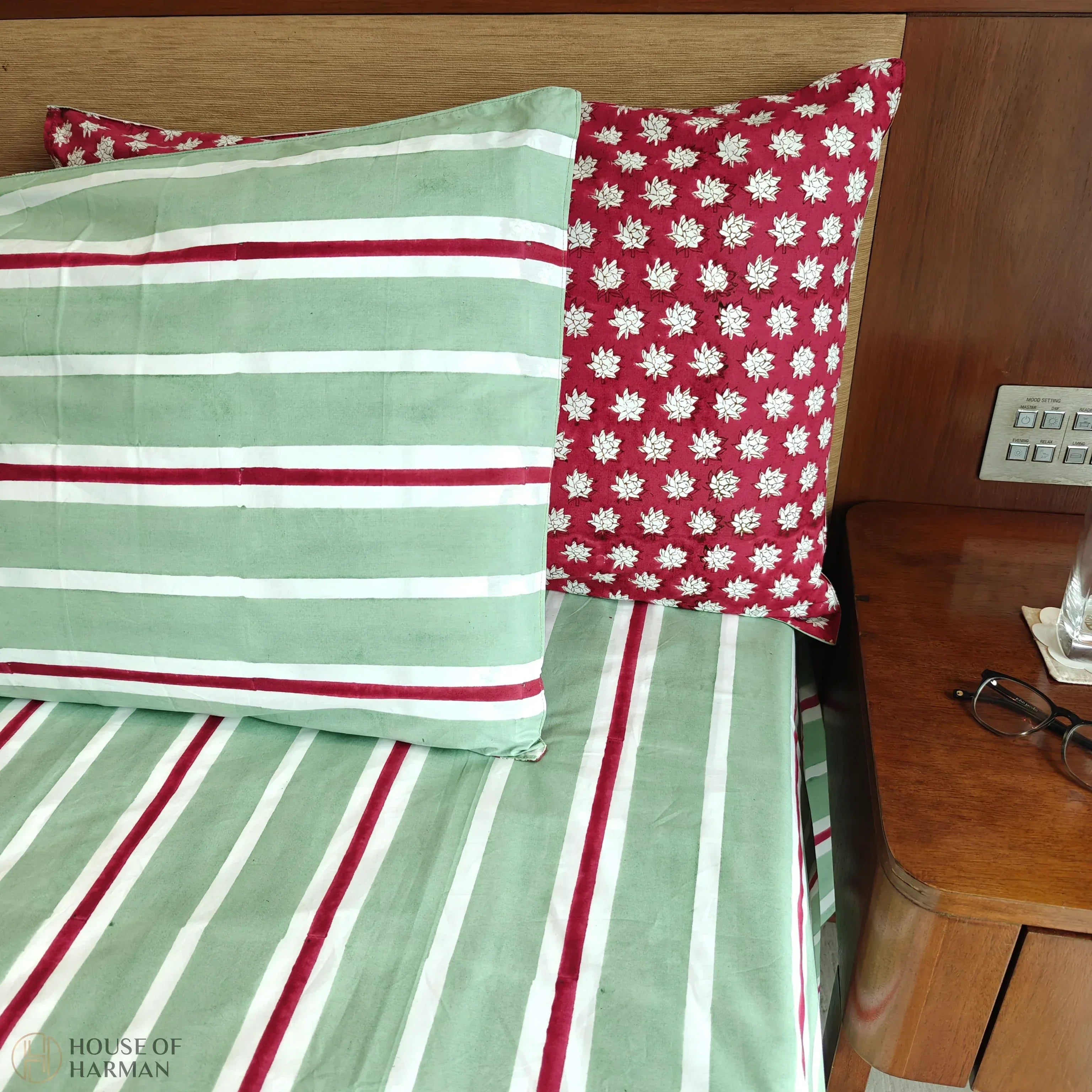 Mint Stripe Mist Bedsheet - HOUSE OF HARMAN