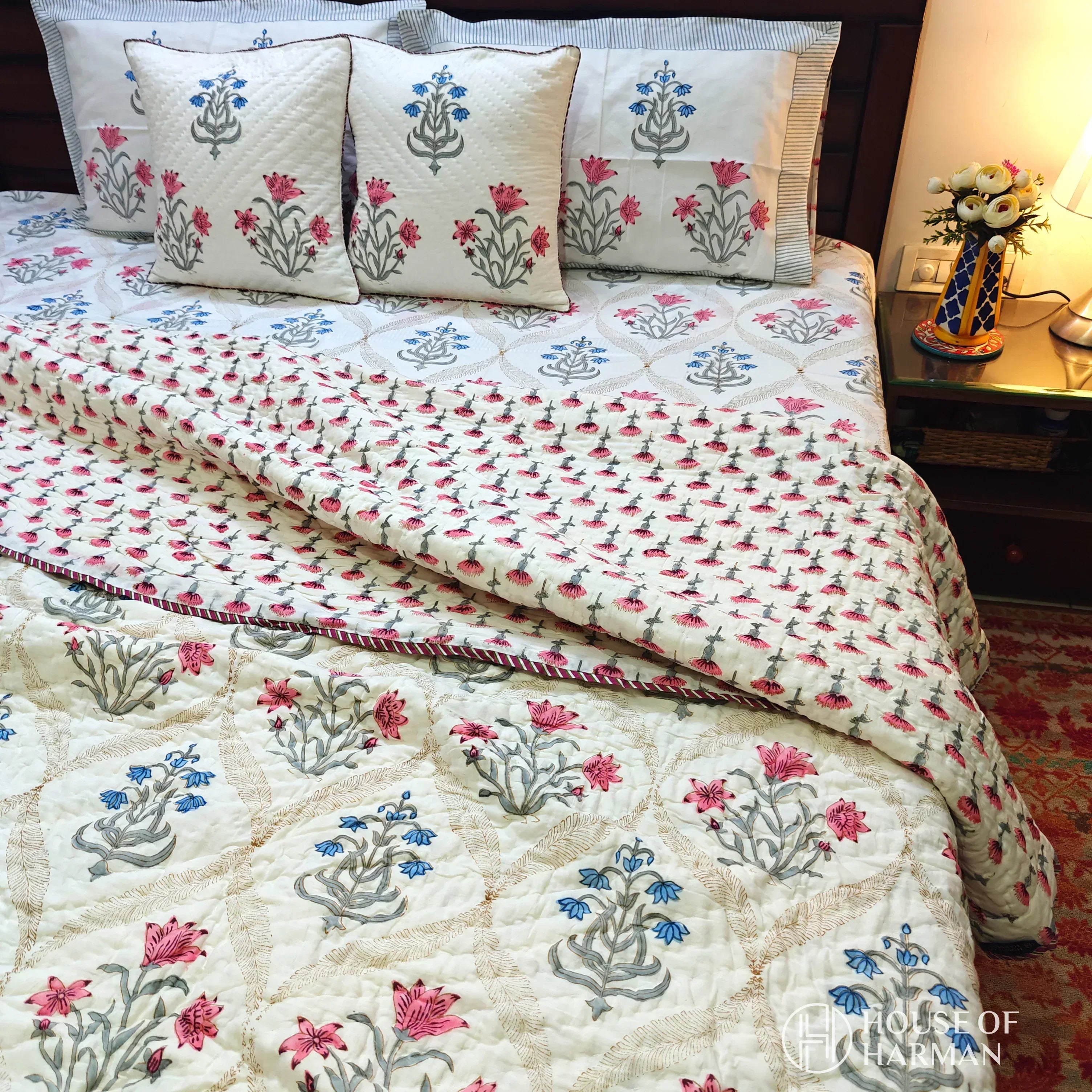 Garden of Flowers Bedsheet and Quilt - HOUSE OF HARMAN