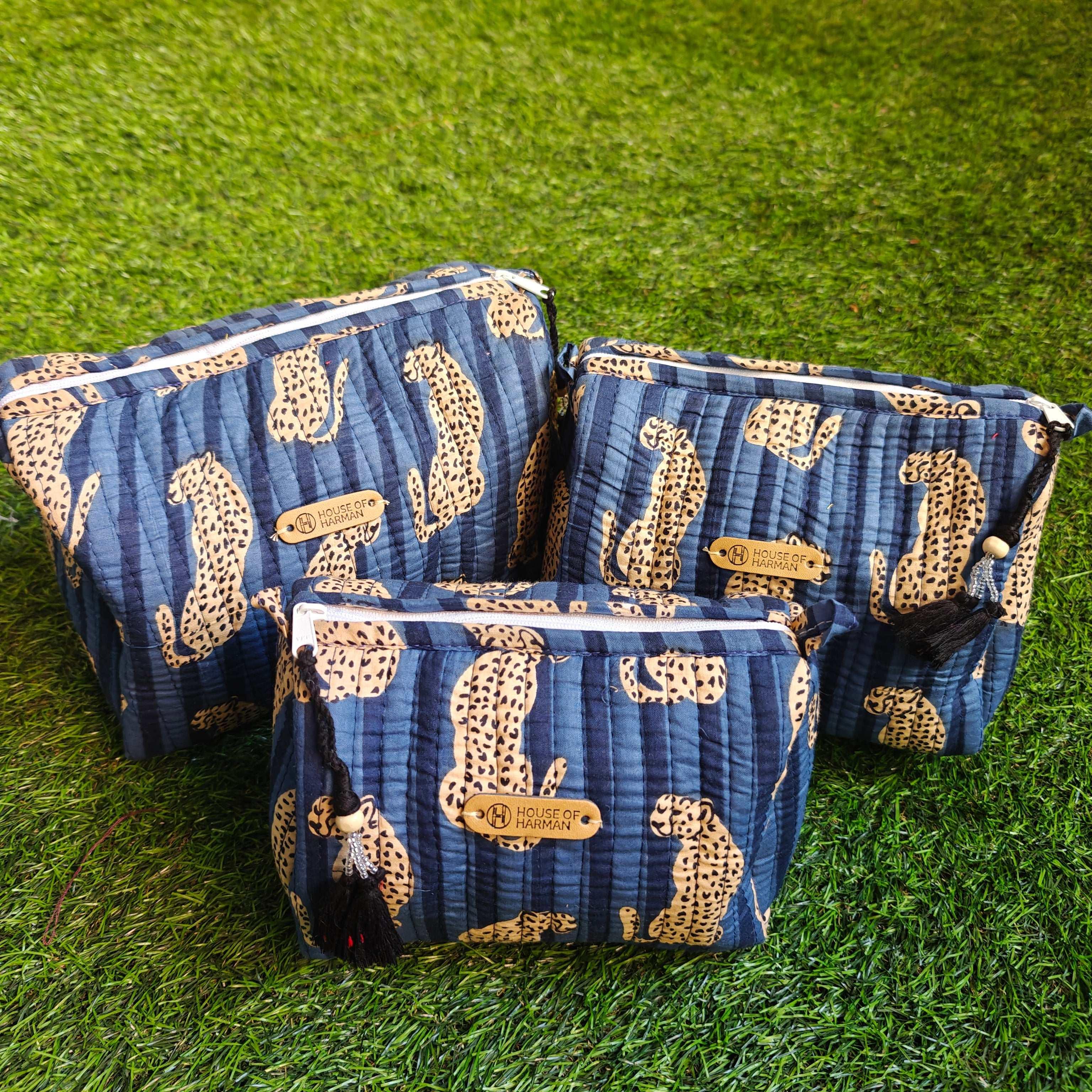 Multipurpose Pouches- Set of Three I Waterproof Lining I Four Mini Pockets Inside - HOUSE OF HARMAN