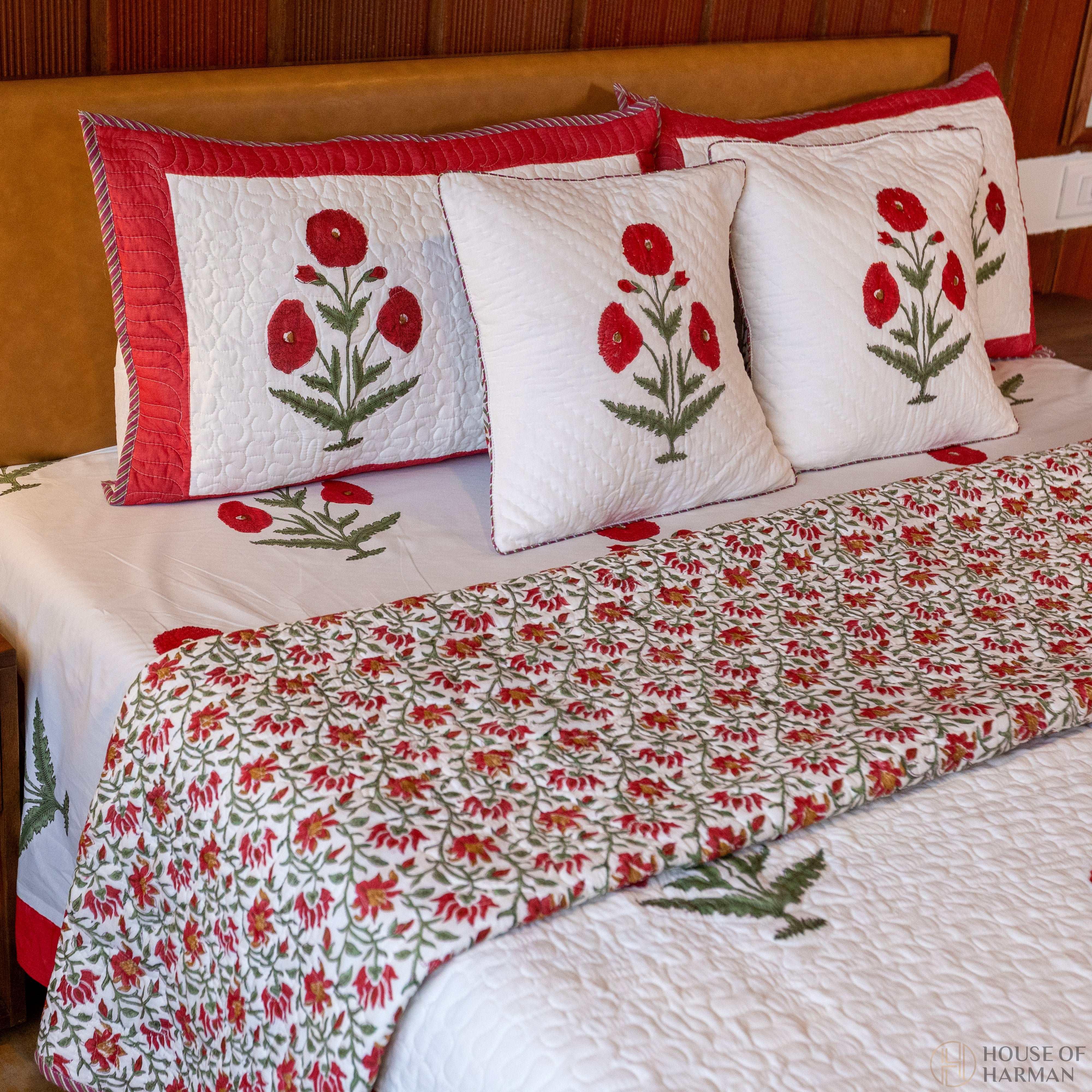 Red Wildpoppy Fields Bedcover - HOUSE OF HARMAN