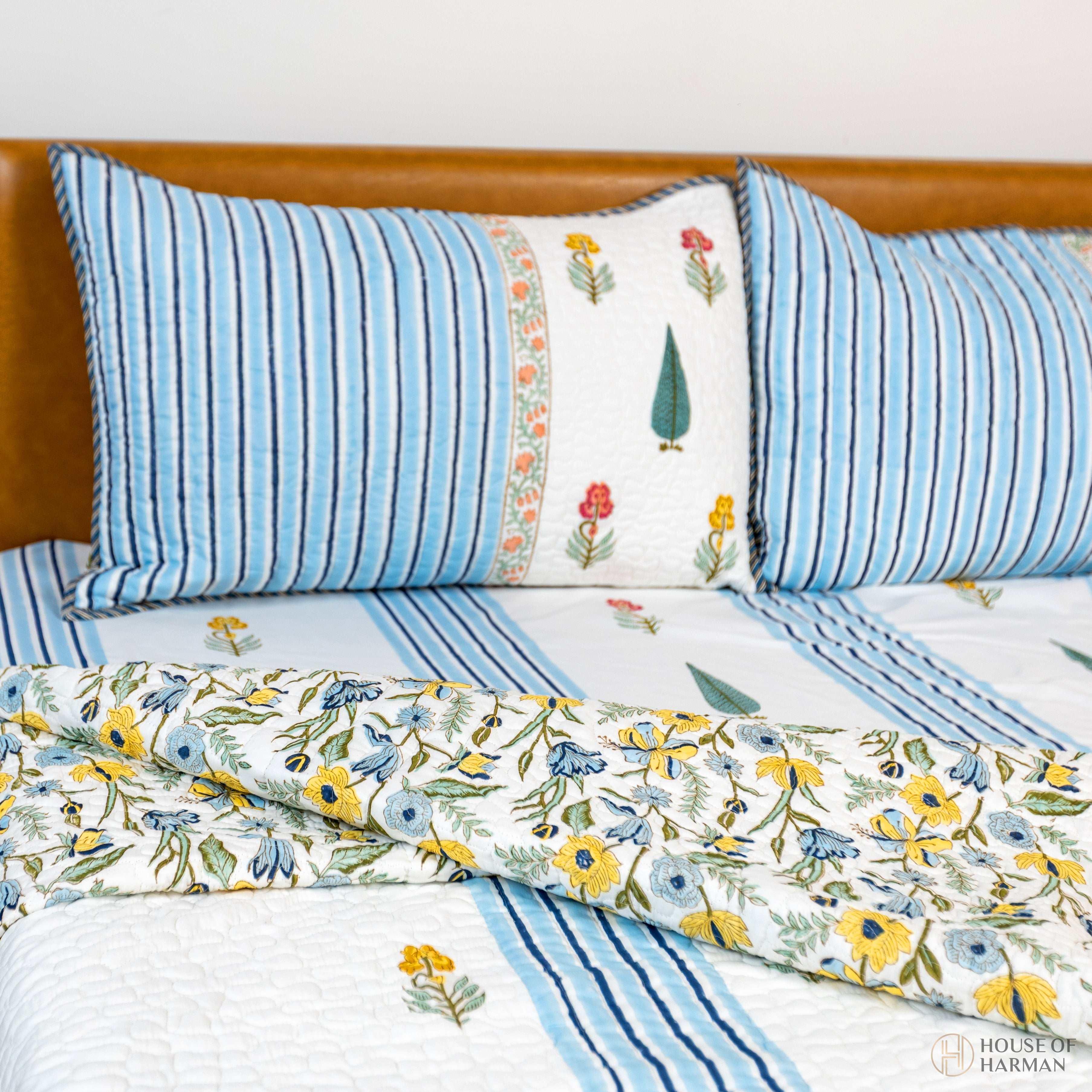 Meadow Bloom Stripes Bedcover - HOUSE OF HARMAN