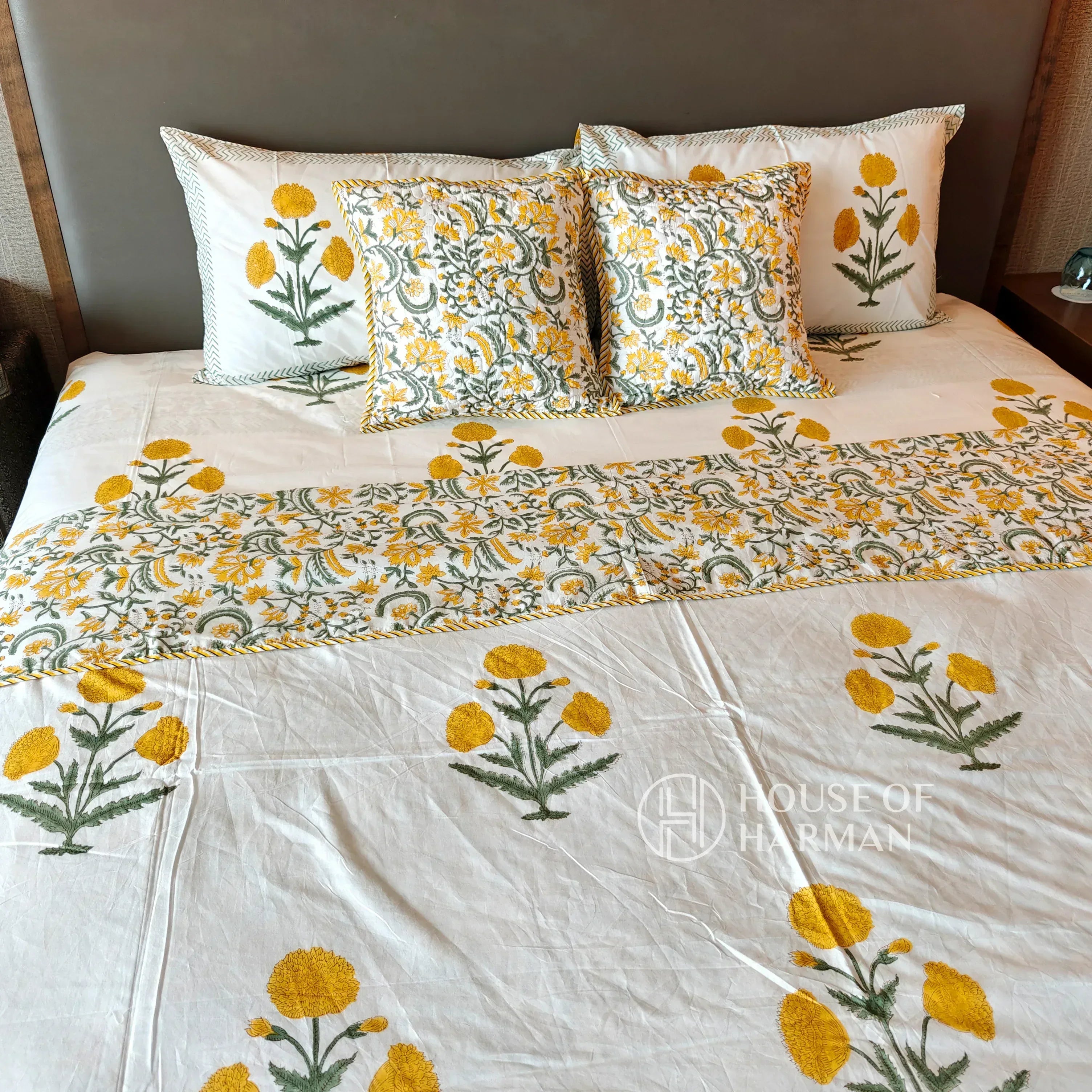 Yellow Wildpoppy Fields Bedsheet and Dohar - HOUSE OF HARMAN