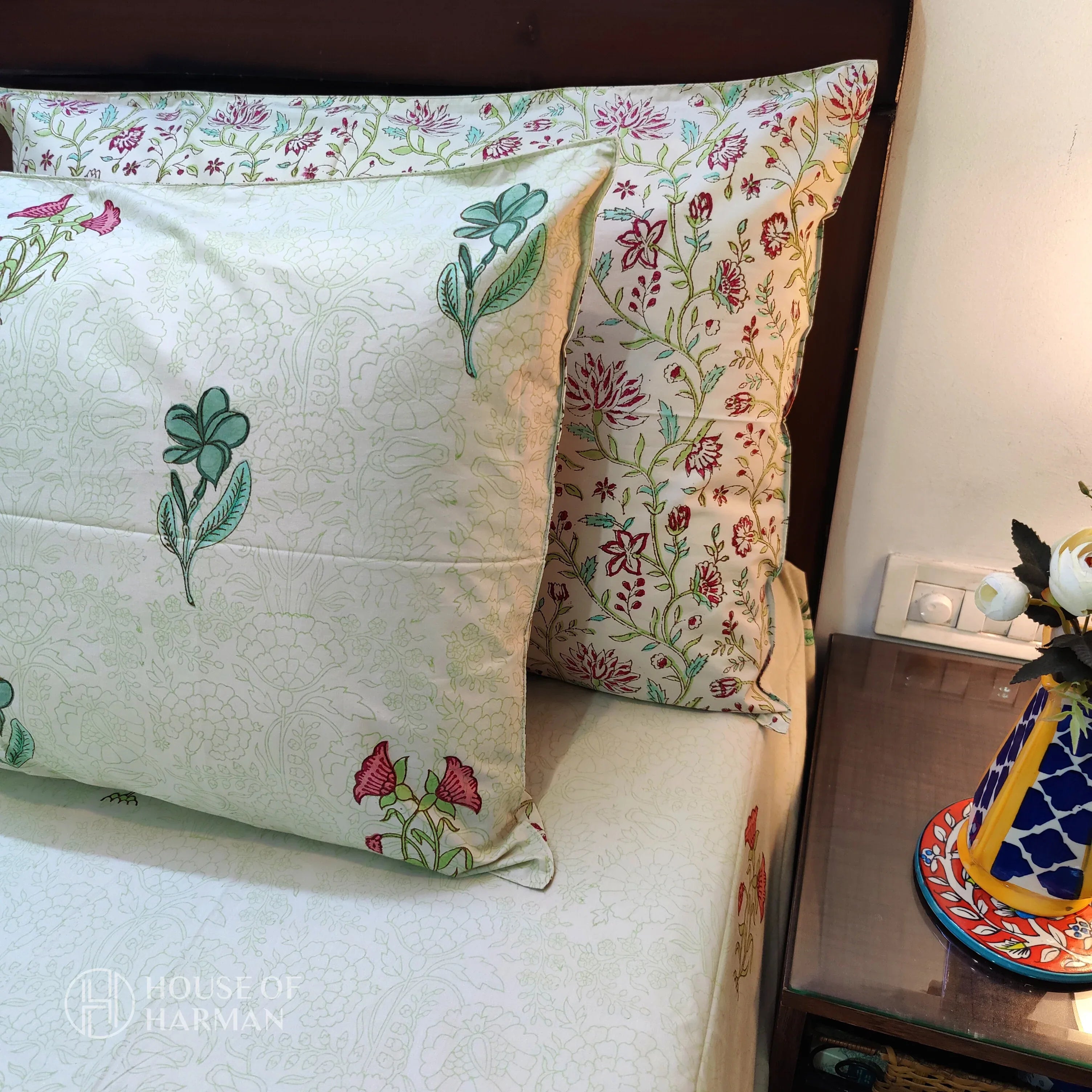 Sand Floral Whisper Bedsheet - HOUSE OF HARMAN