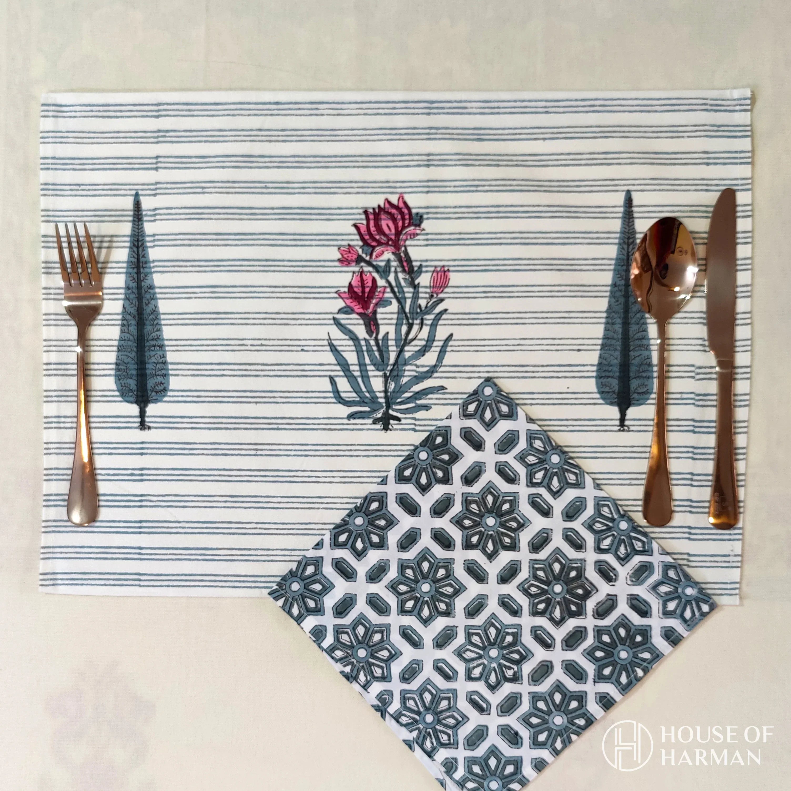 Cobalt Maze Placemats - HOUSE OF HARMAN