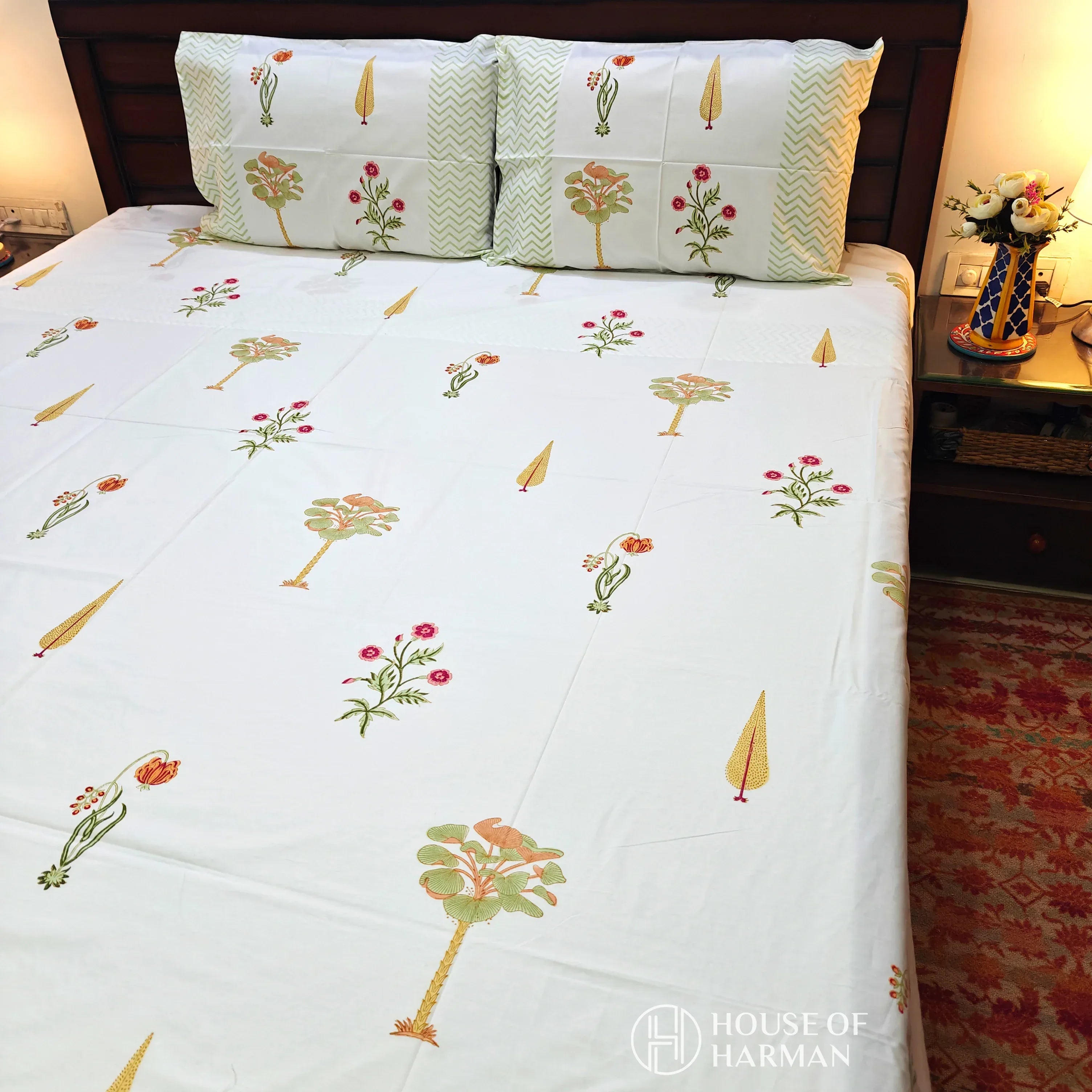 Orchard Dreamscape Bedsheet and Dohar - HOUSE OF HARMAN