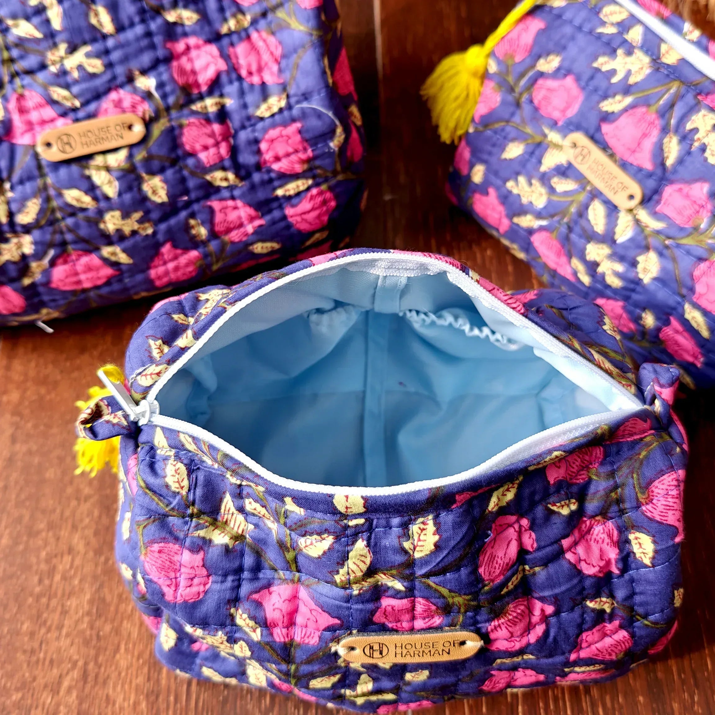 Multipurpose Pouches- Set of Three I Waterproof Lining I Four Mini Pockets Inside - HOUSE OF HARMAN