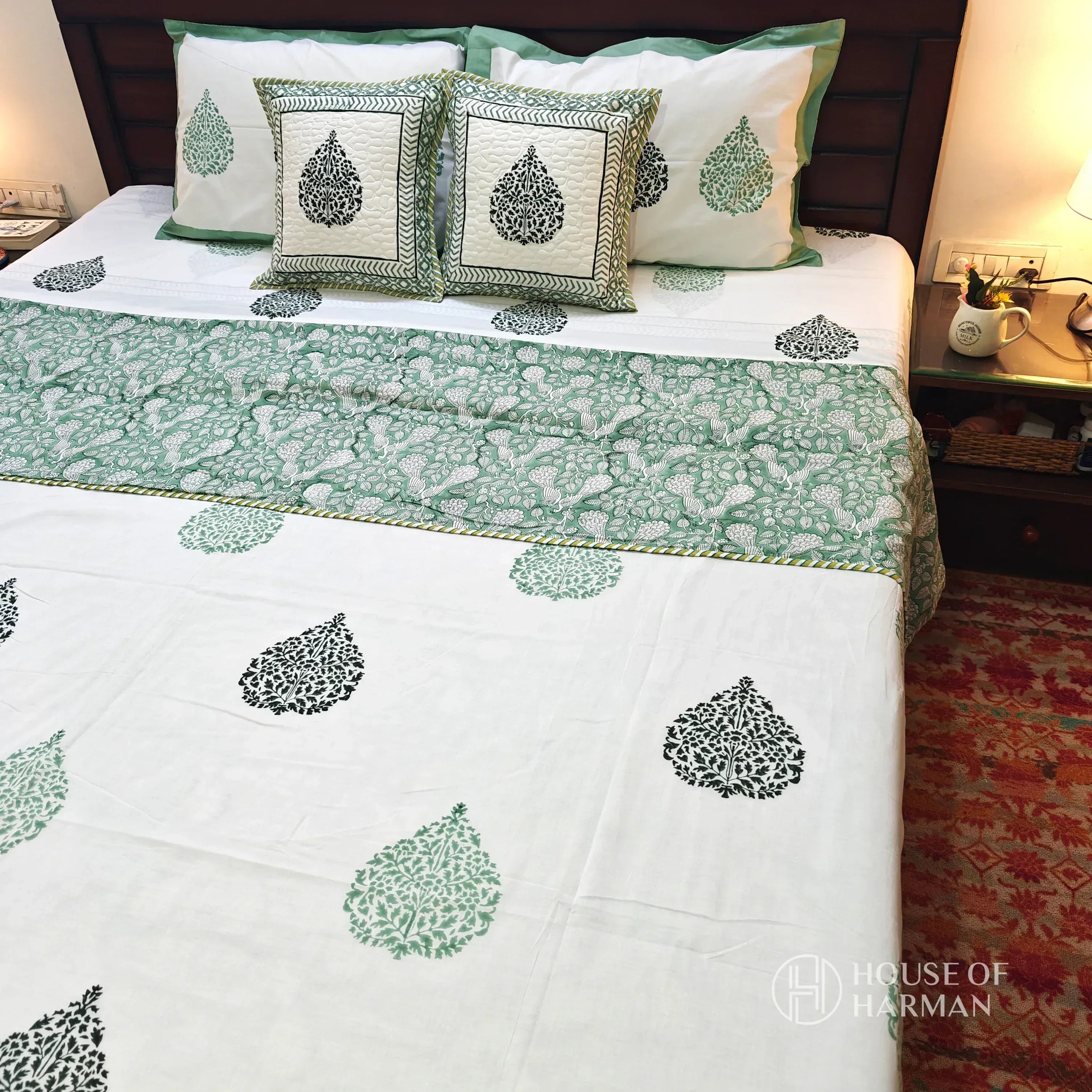 Emerald Spade Delight Bedsheet and Dohar - HOUSE OF HARMAN