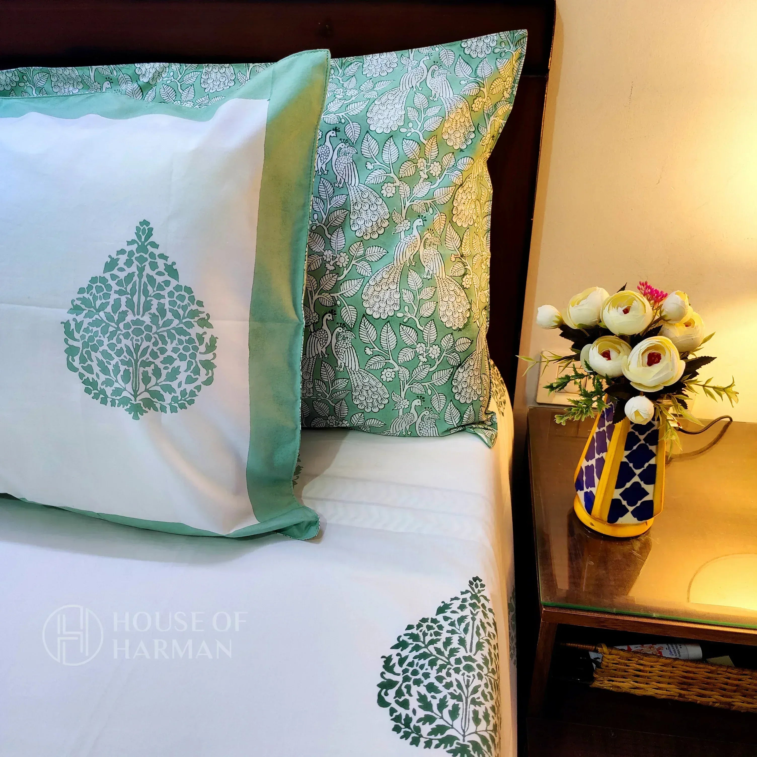 Emerald Spade Delight Bedsheet and Dohar - HOUSE OF HARMAN
