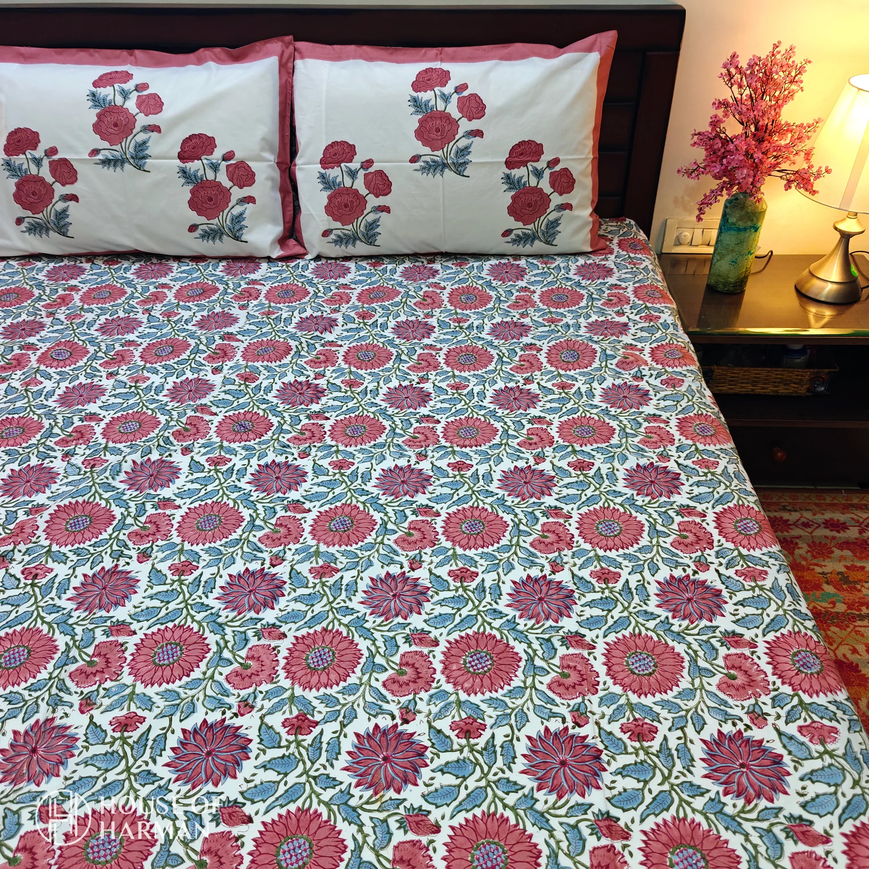 Vintage Rosewood Delight Bedsheet - HOUSE OF HARMAN