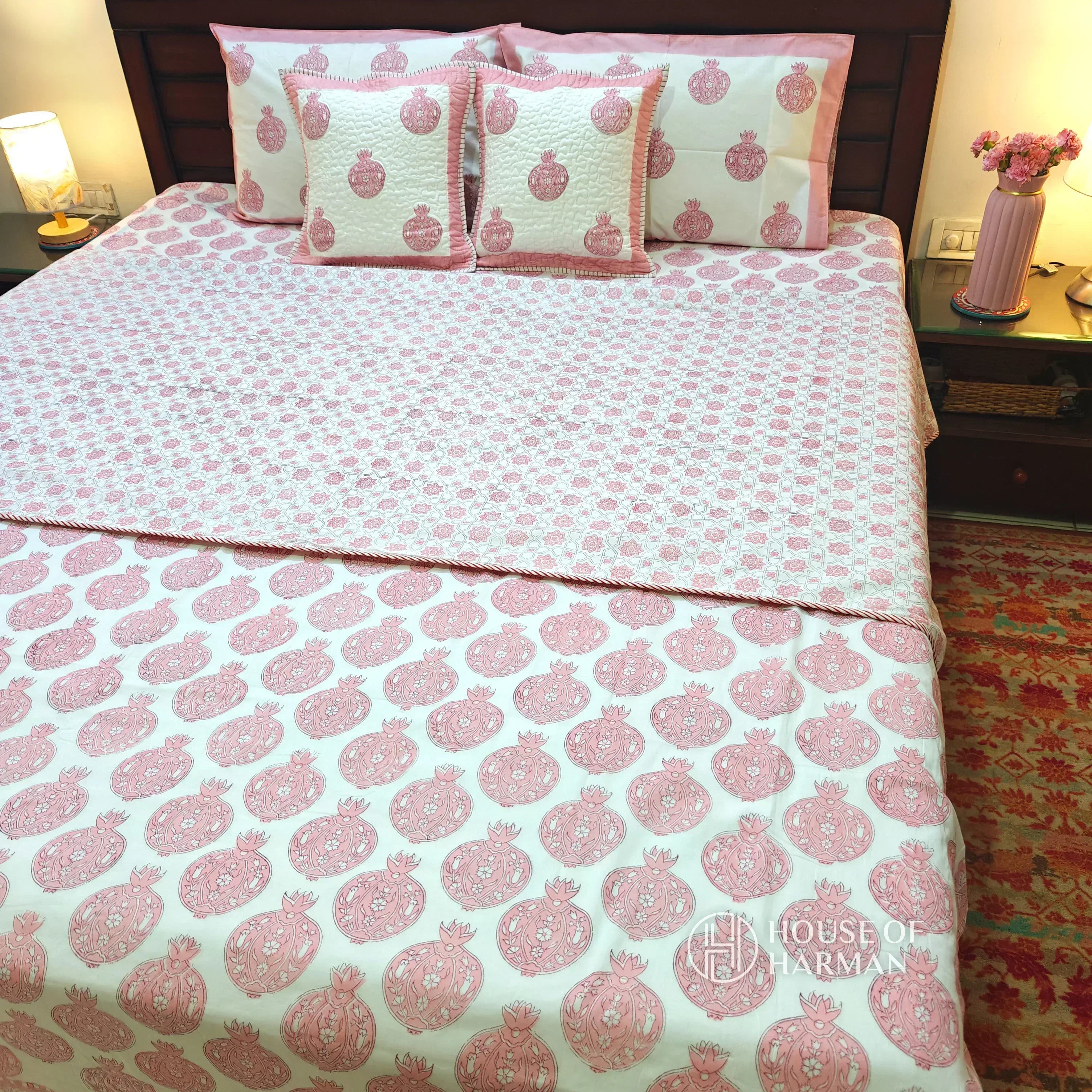 Pomegranate Party Bedsheet and Dohar - HOUSE OF HARMAN