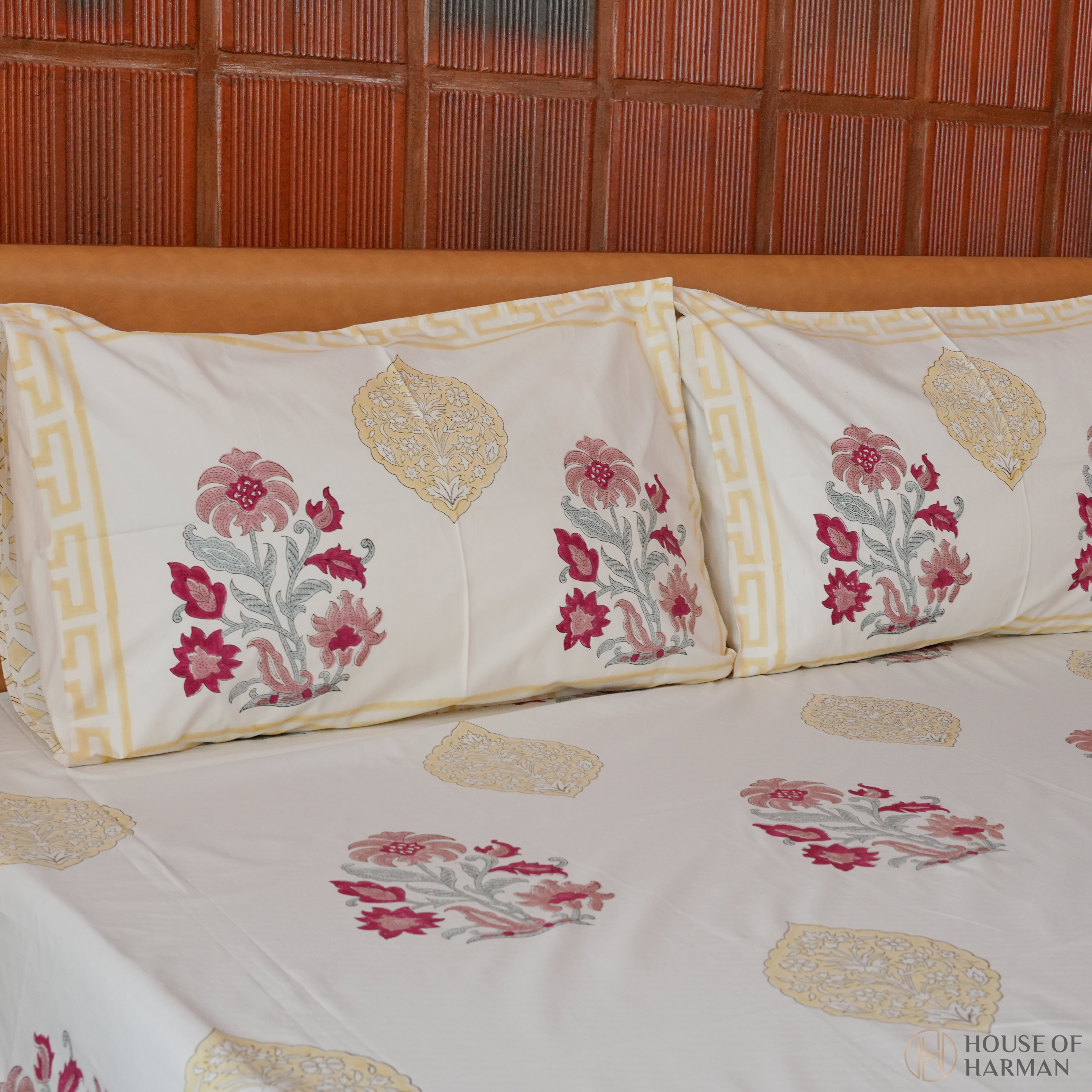 Mughal Ruby Bloom Bedsheet