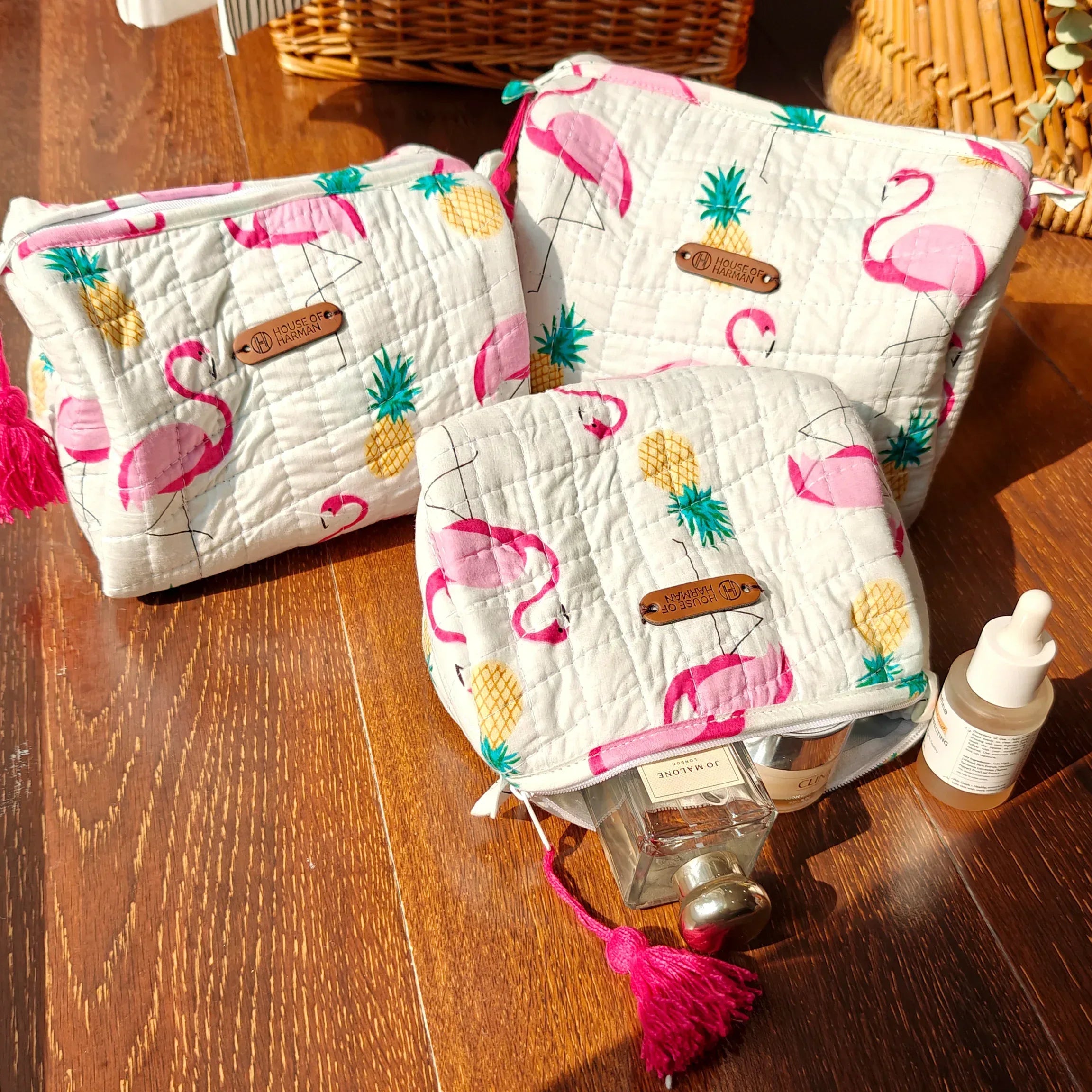 Multipurpose Pouches- Set of Three I Waterproof Lining I Four Mini Pockets Inside - HOUSE OF HARMAN