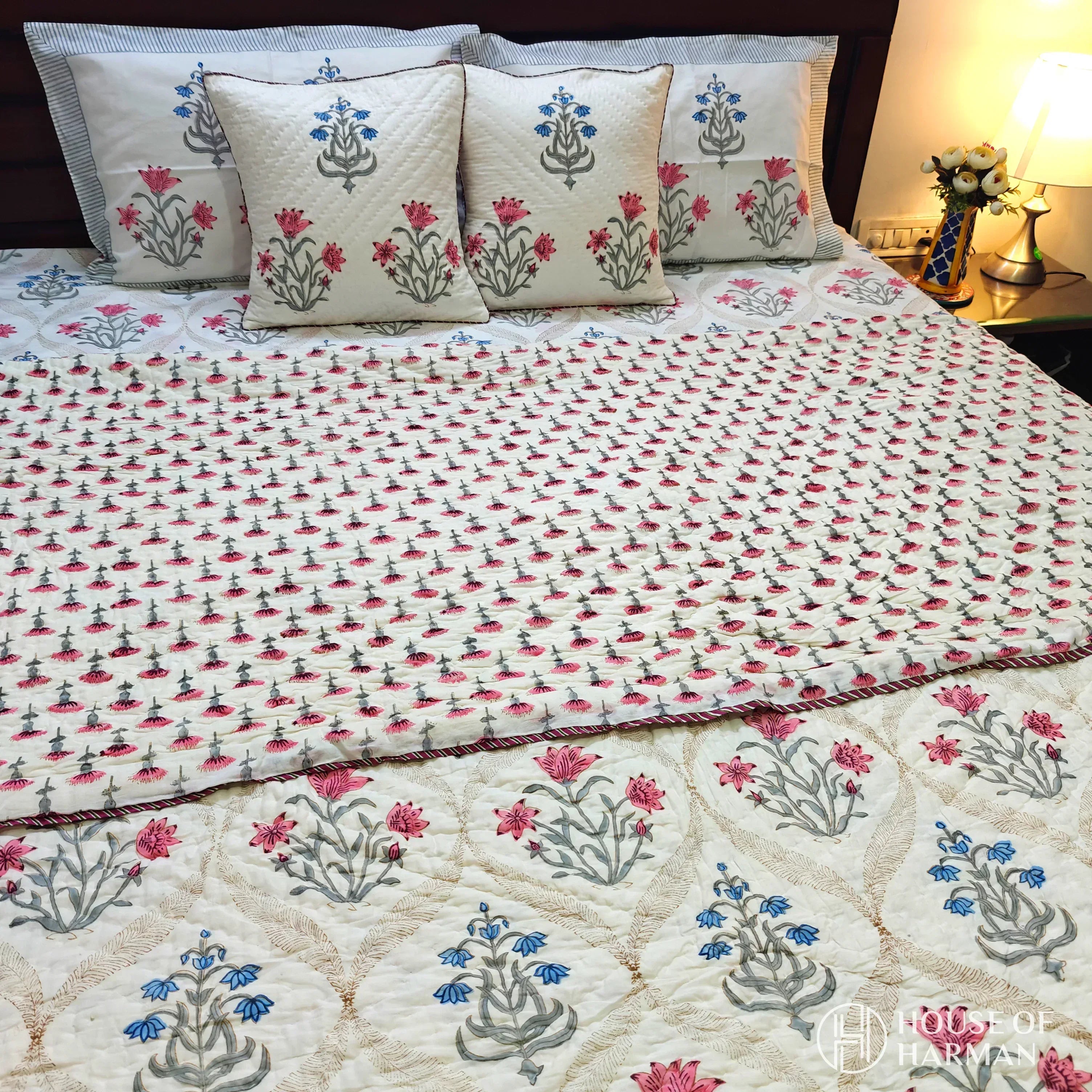 Garden of Flowers Bedsheet and Quilt - HOUSE OF HARMAN