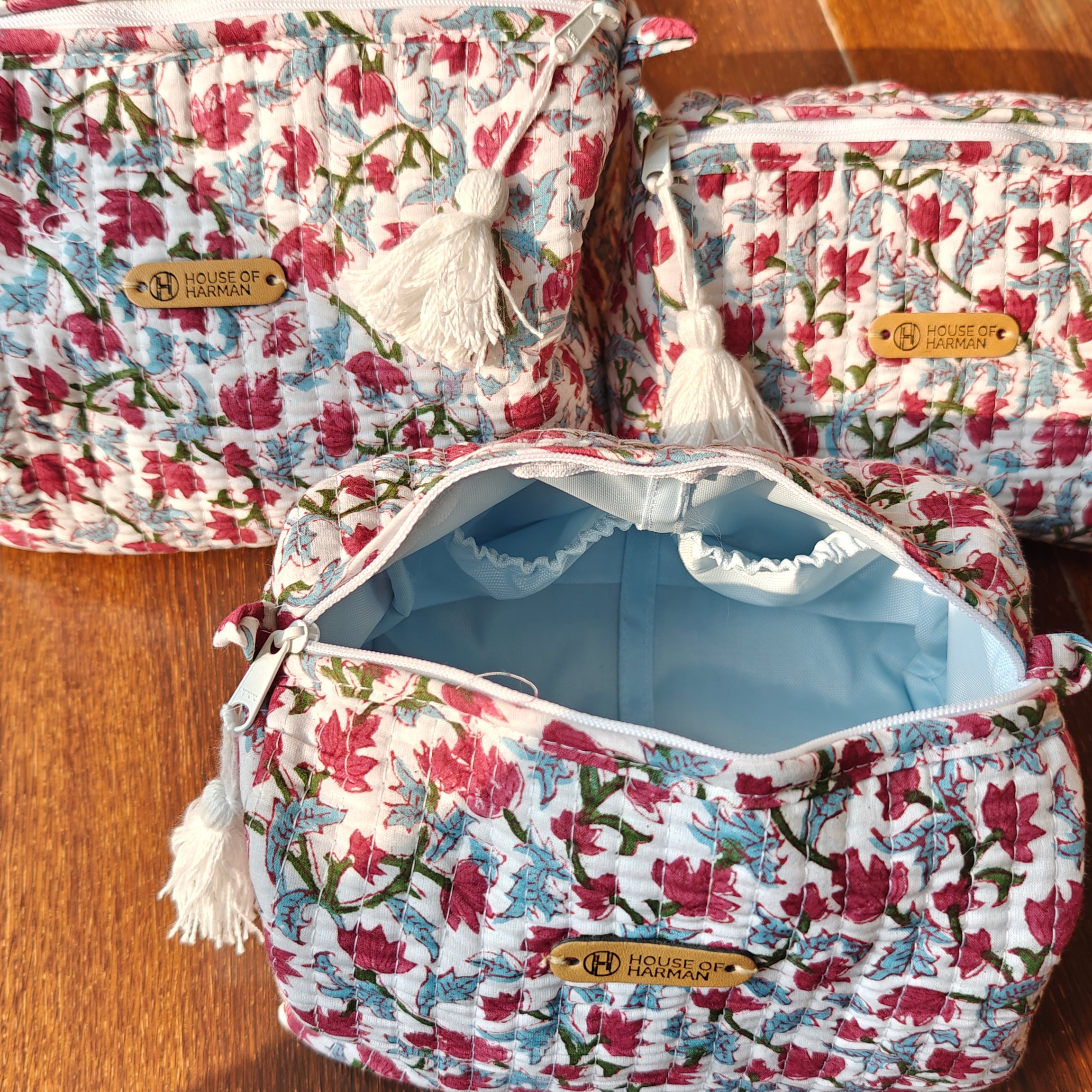 Multipurpose Pouches- Set of Three I Waterproof Lining I Four Mini Pockets Inside