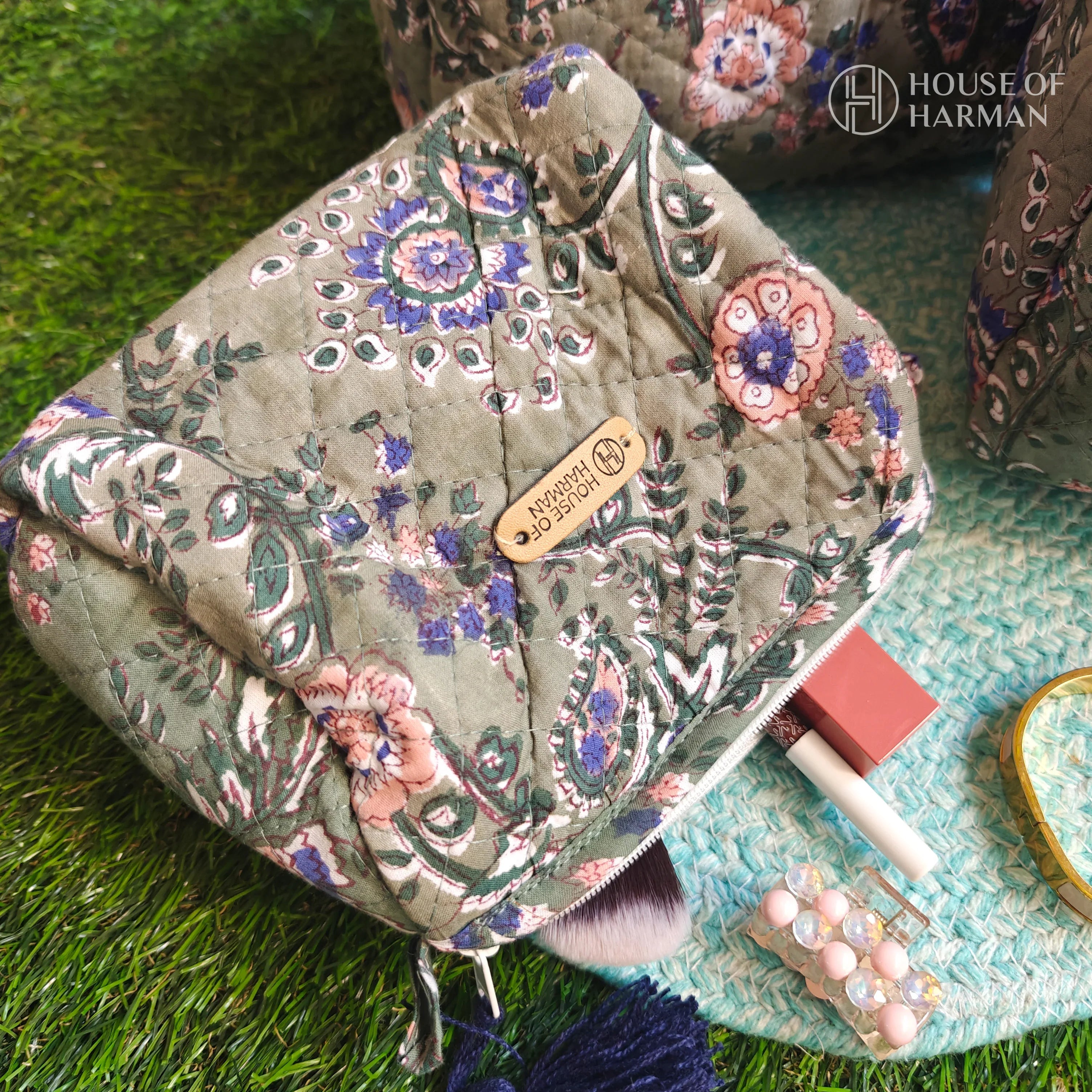 Multipurpose Pouches- Set of Three I Waterproof Lining I Four Mini Pockets Inside - HOUSE OF HARMAN