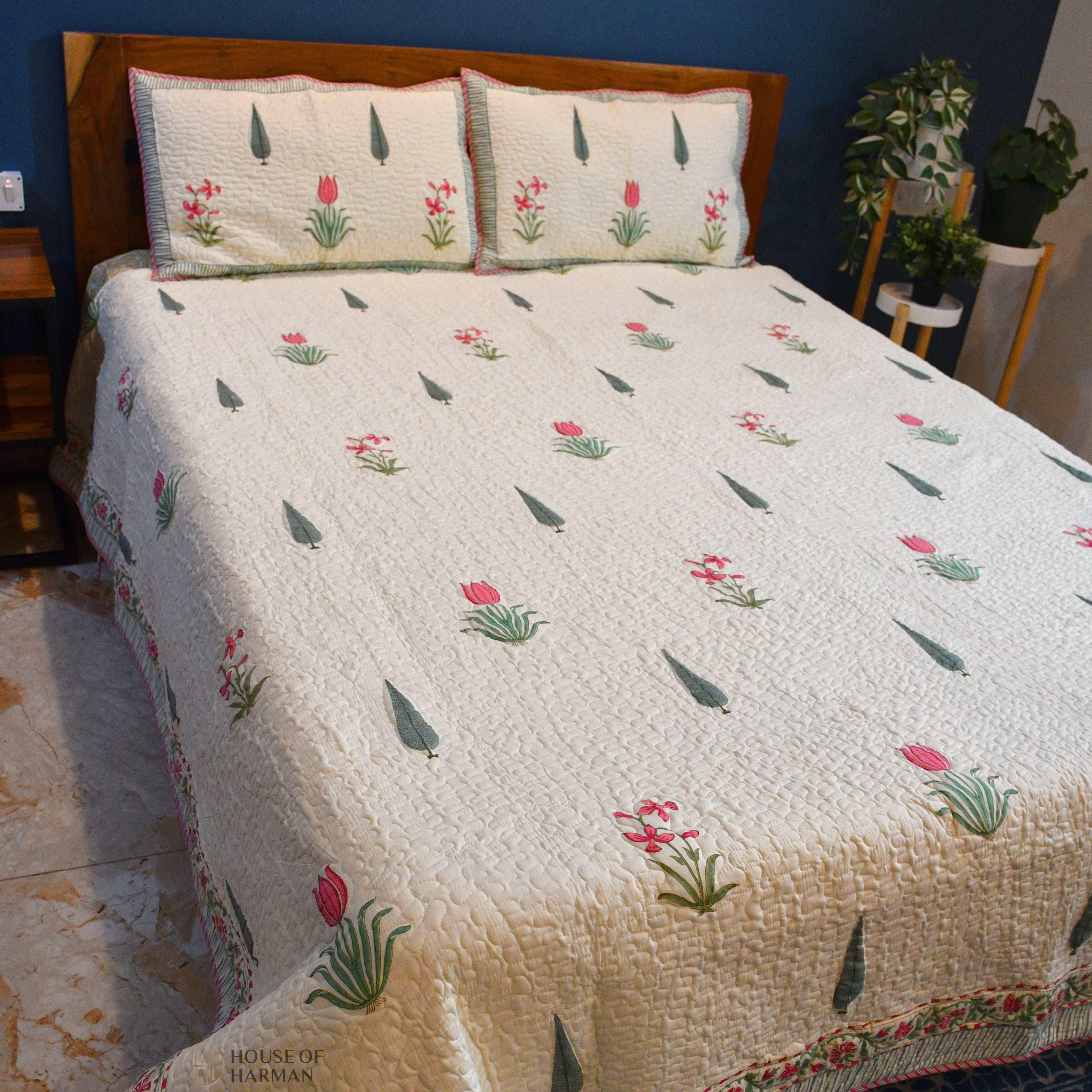 Sunlit Meadow Charm Bedcover (Beige Base) - HOUSE OF HARMAN