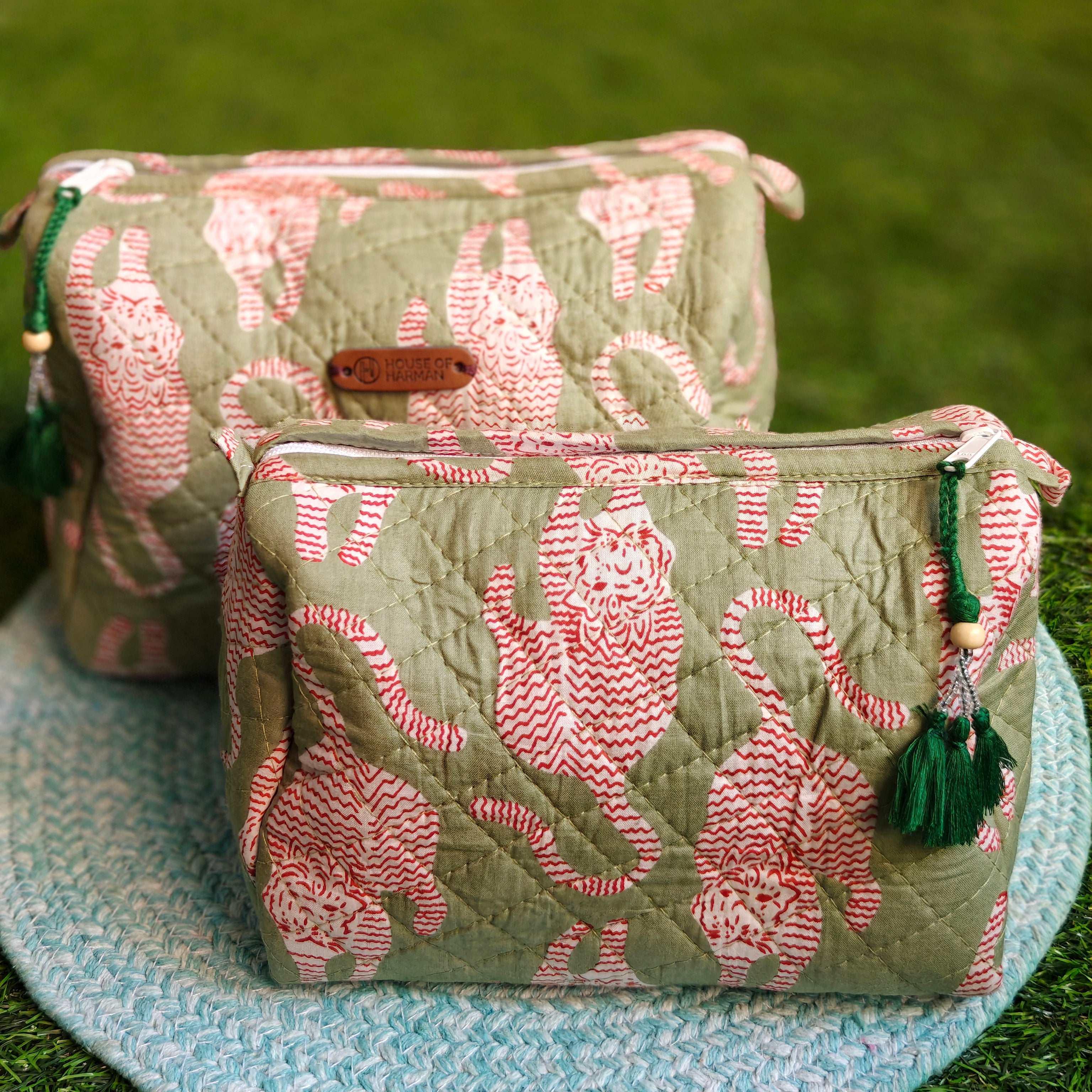 Multipurpose Pouches- Set of Three I Waterproof Lining I Four Mini Pockets Inside - HOUSE OF HARMAN