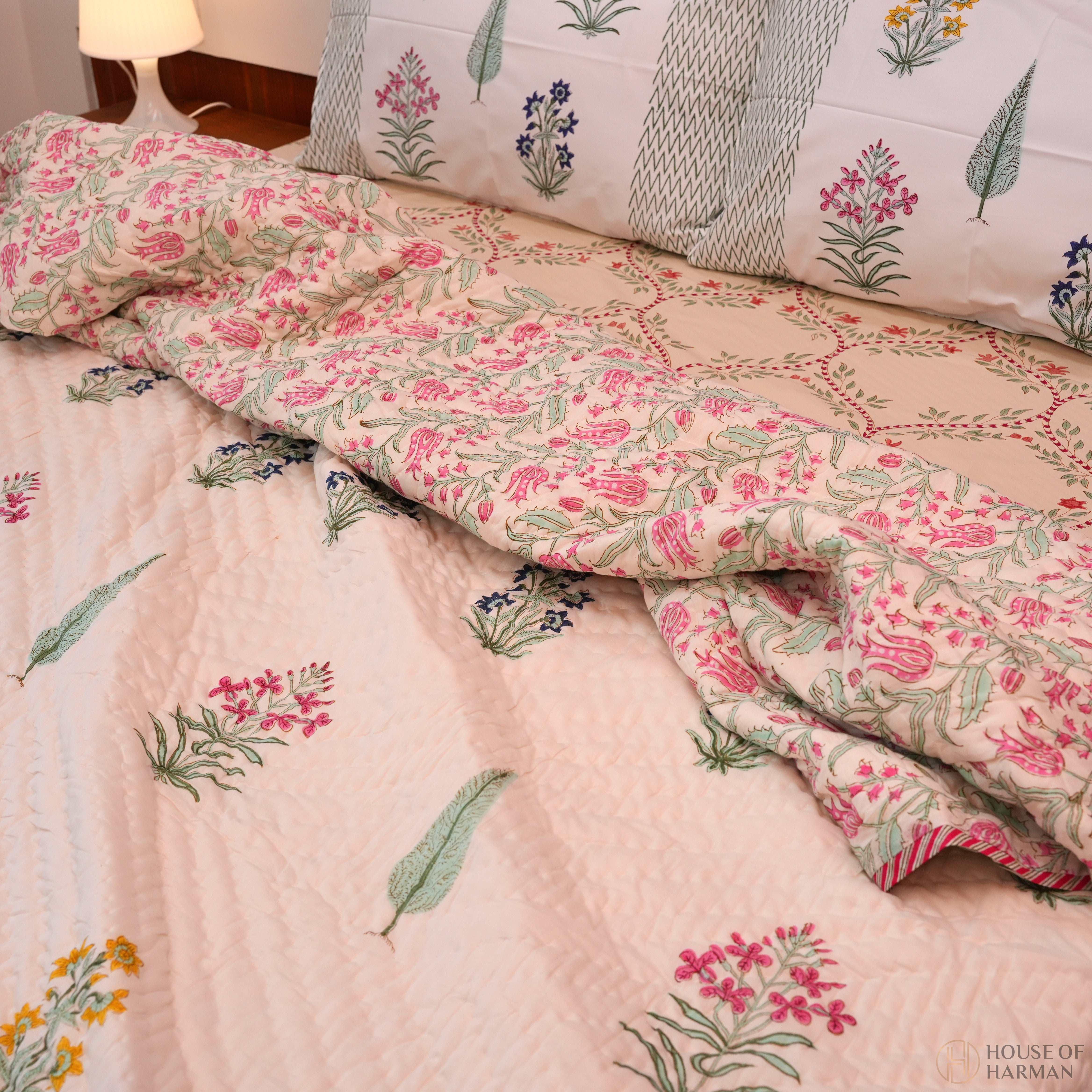 Springtime Botanica Bedsheet and Quilt - HOUSE OF HARMAN