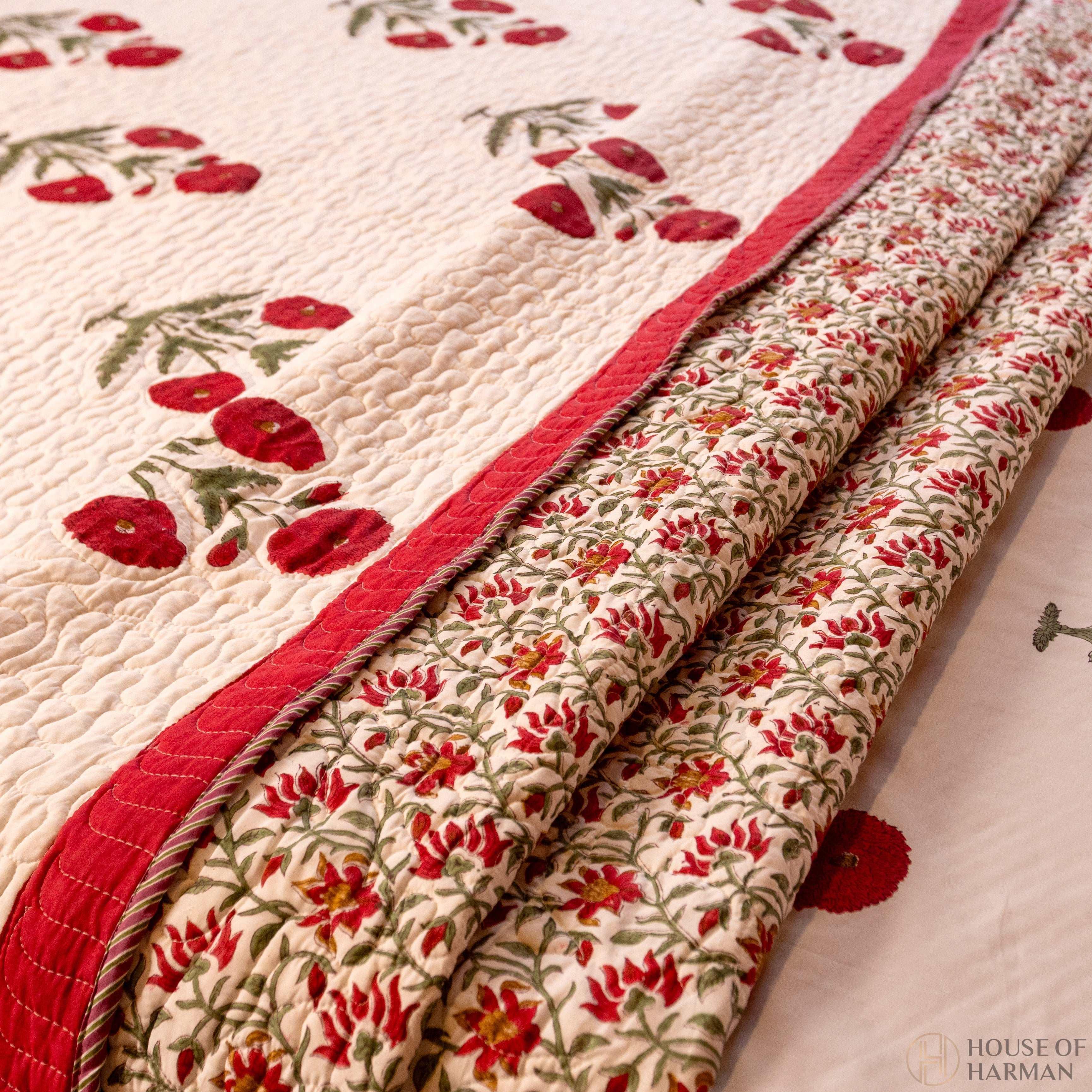 Red Wildpoppy Fields Bedcover - HOUSE OF HARMAN
