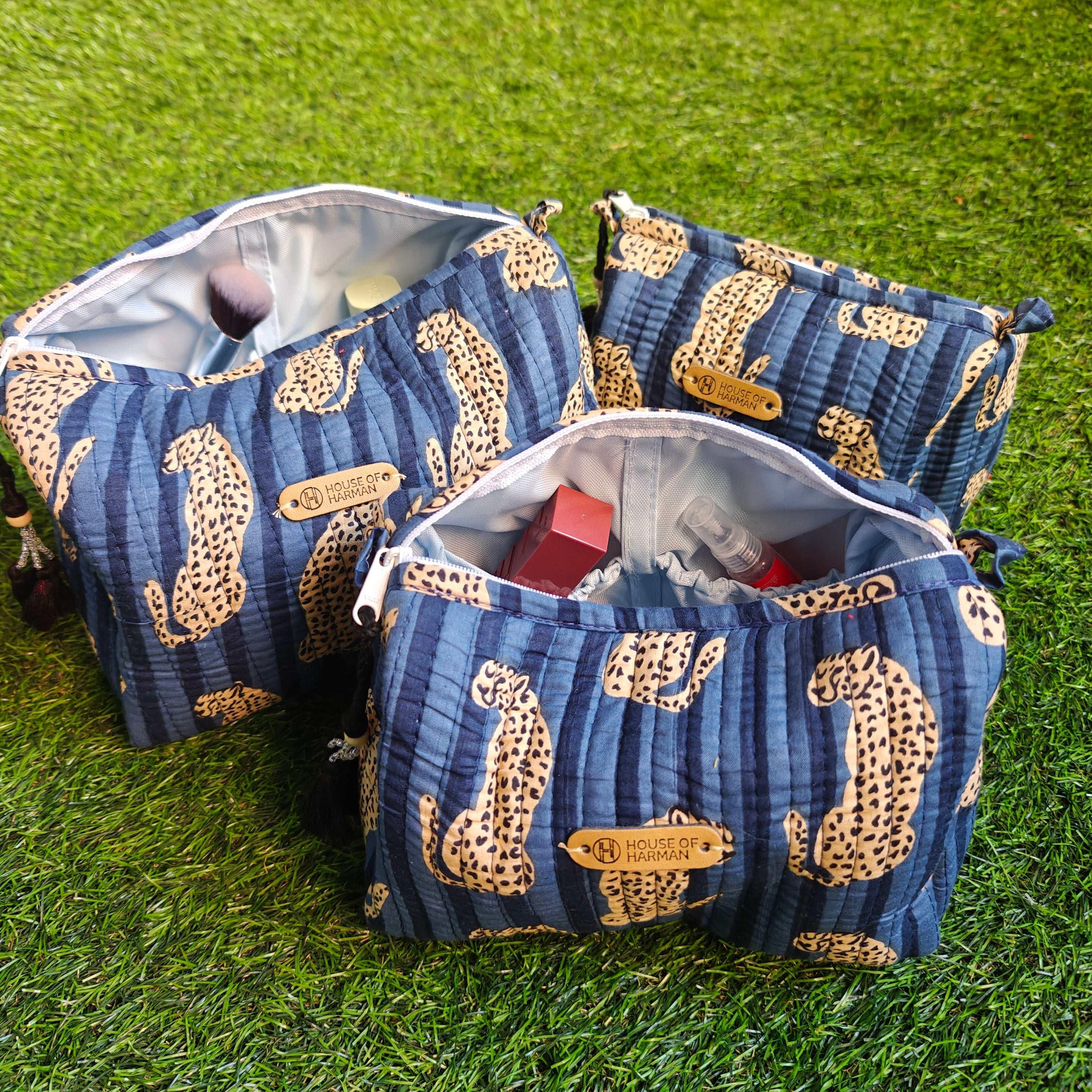 Multipurpose Pouches- Set of Three I Waterproof Lining I Four Mini Pockets Inside - HOUSE OF HARMAN