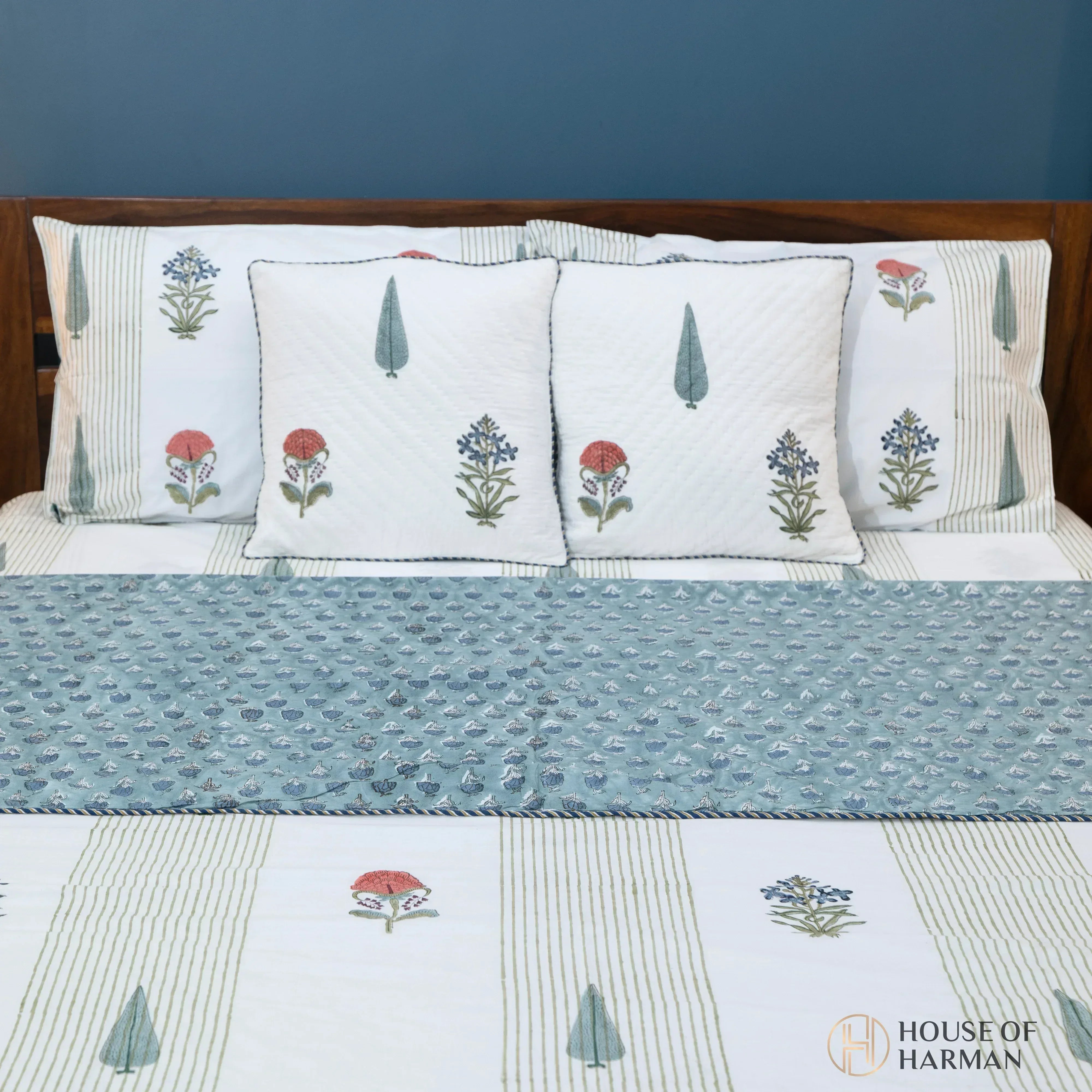 Meadow Breeze Elegance Bedsheet and Dohar - HOUSE OF HARMAN