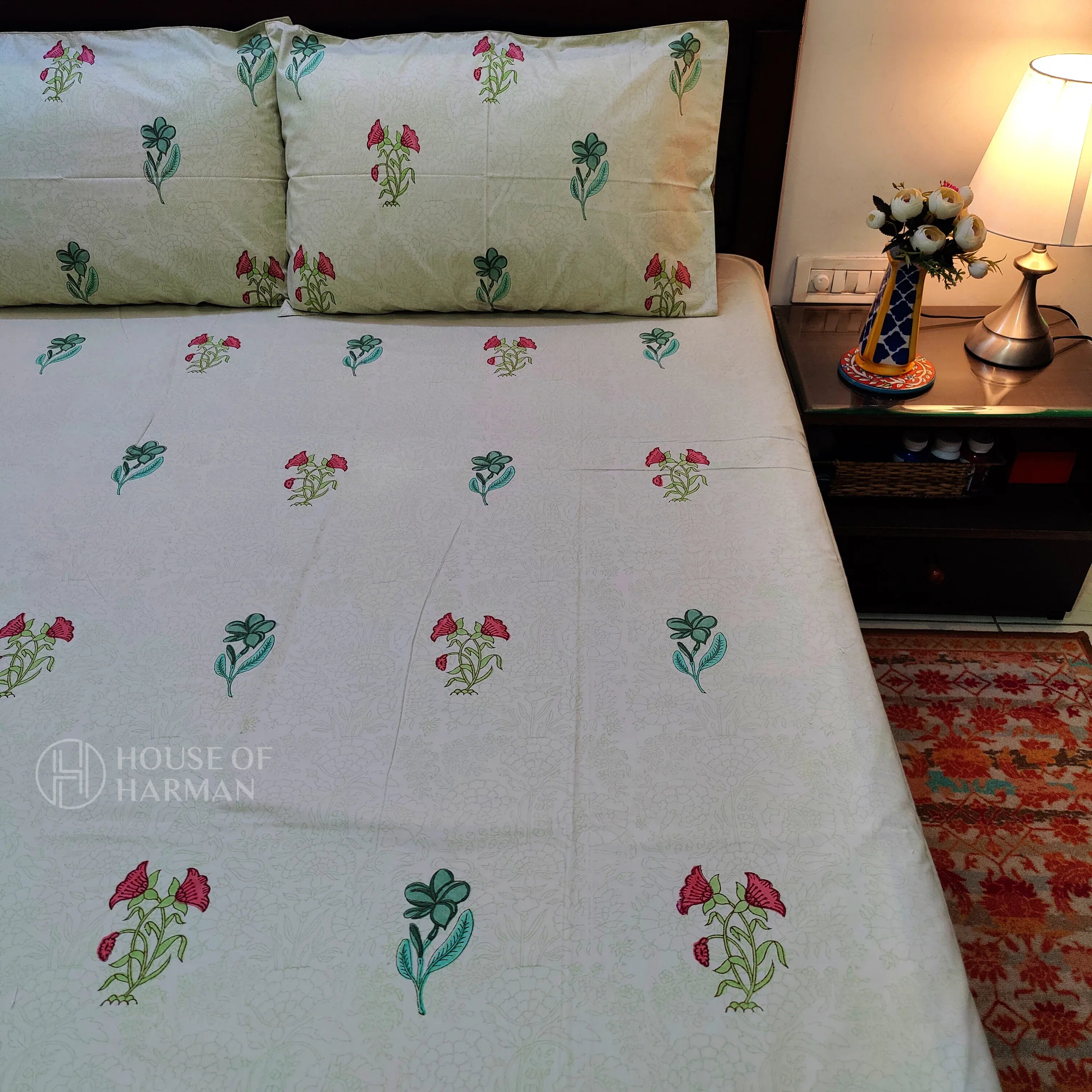 Sand Floral Whisper Bedsheet - HOUSE OF HARMAN