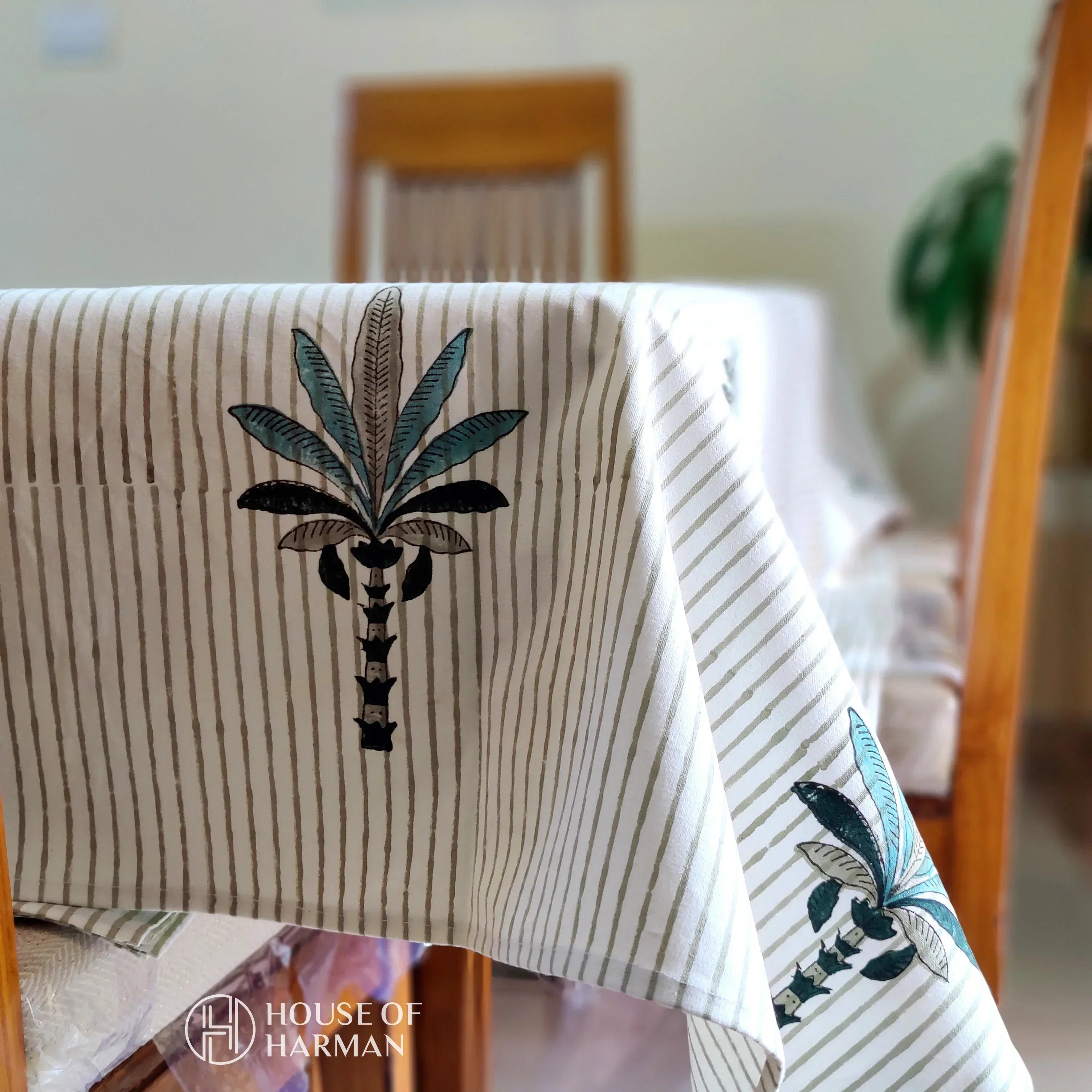 Striped Blossom Fusion Table Cover (With Cotton Napkins) - HOUSE OF HARMAN