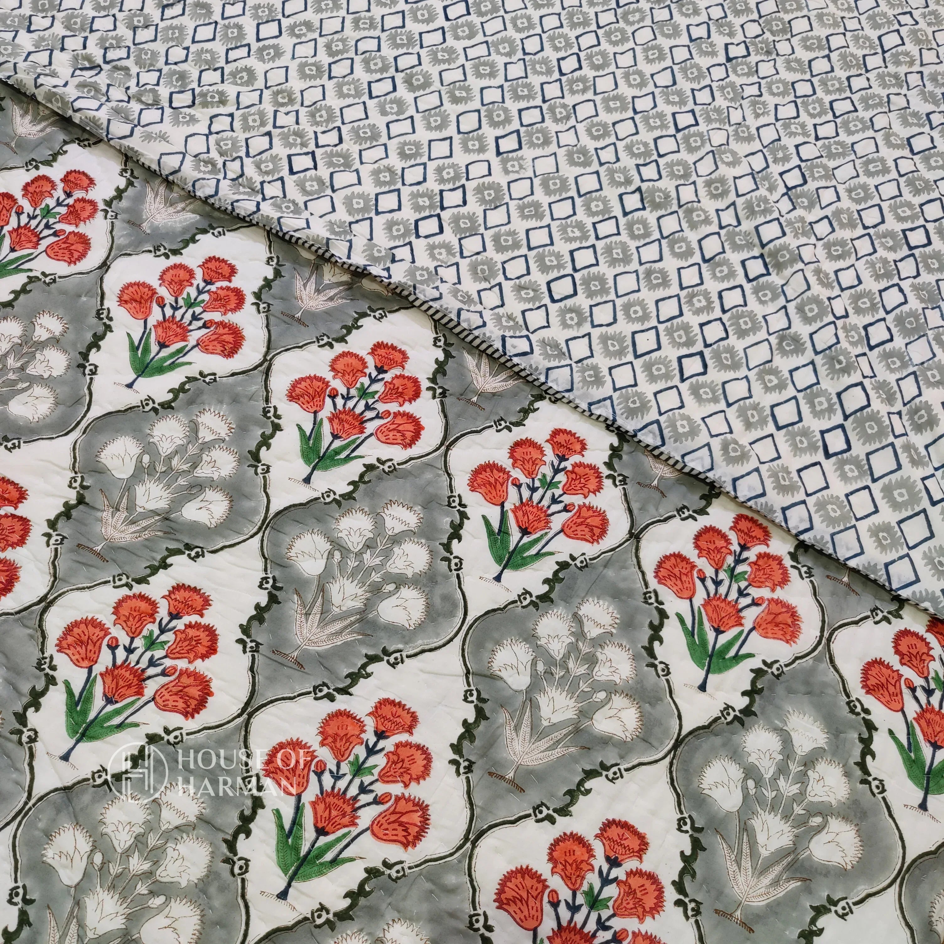 Valley of Flowers Bedsheet and Quilt - HOUSE OF HARMAN