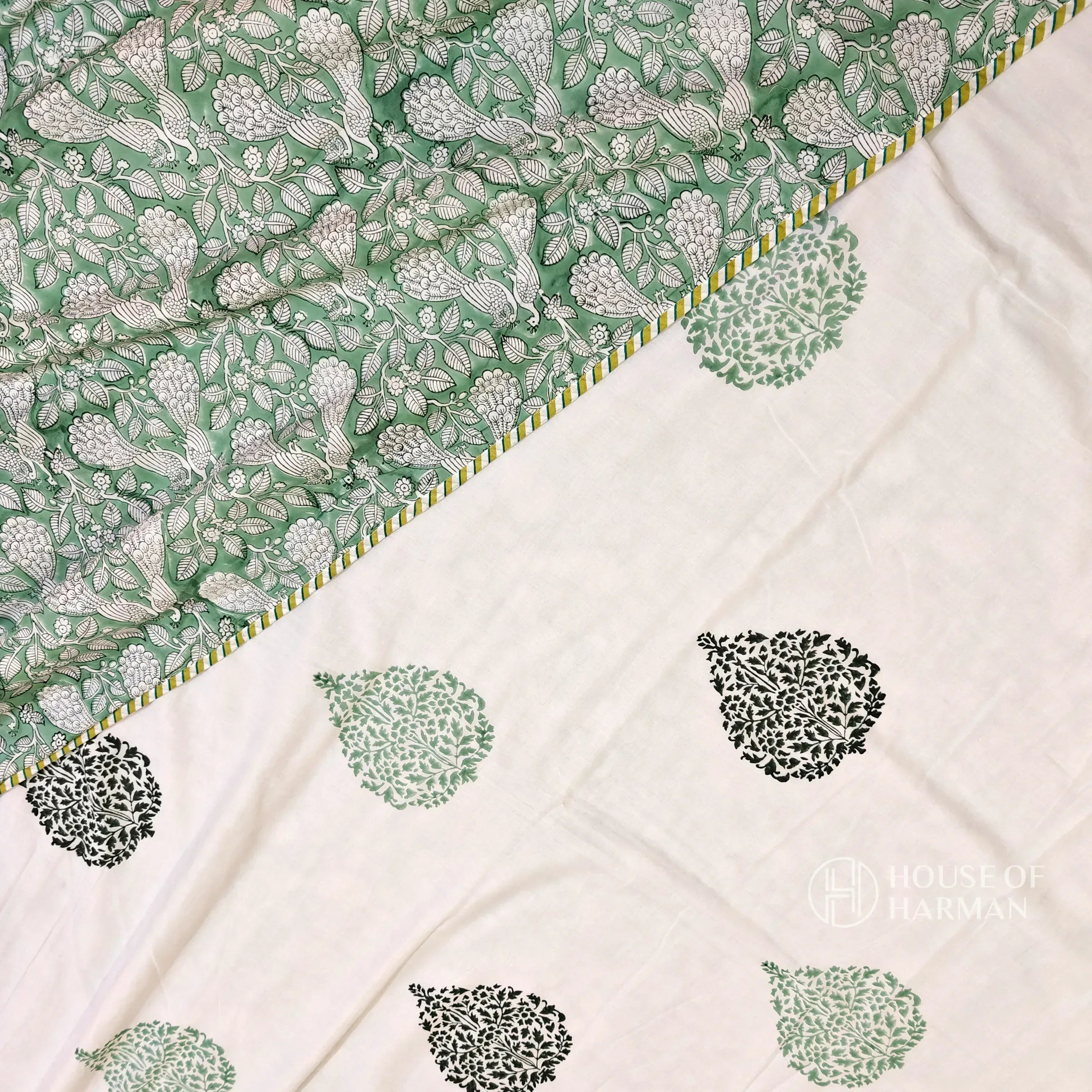 Emerald Spade Delight Bedsheet and Dohar - HOUSE OF HARMAN