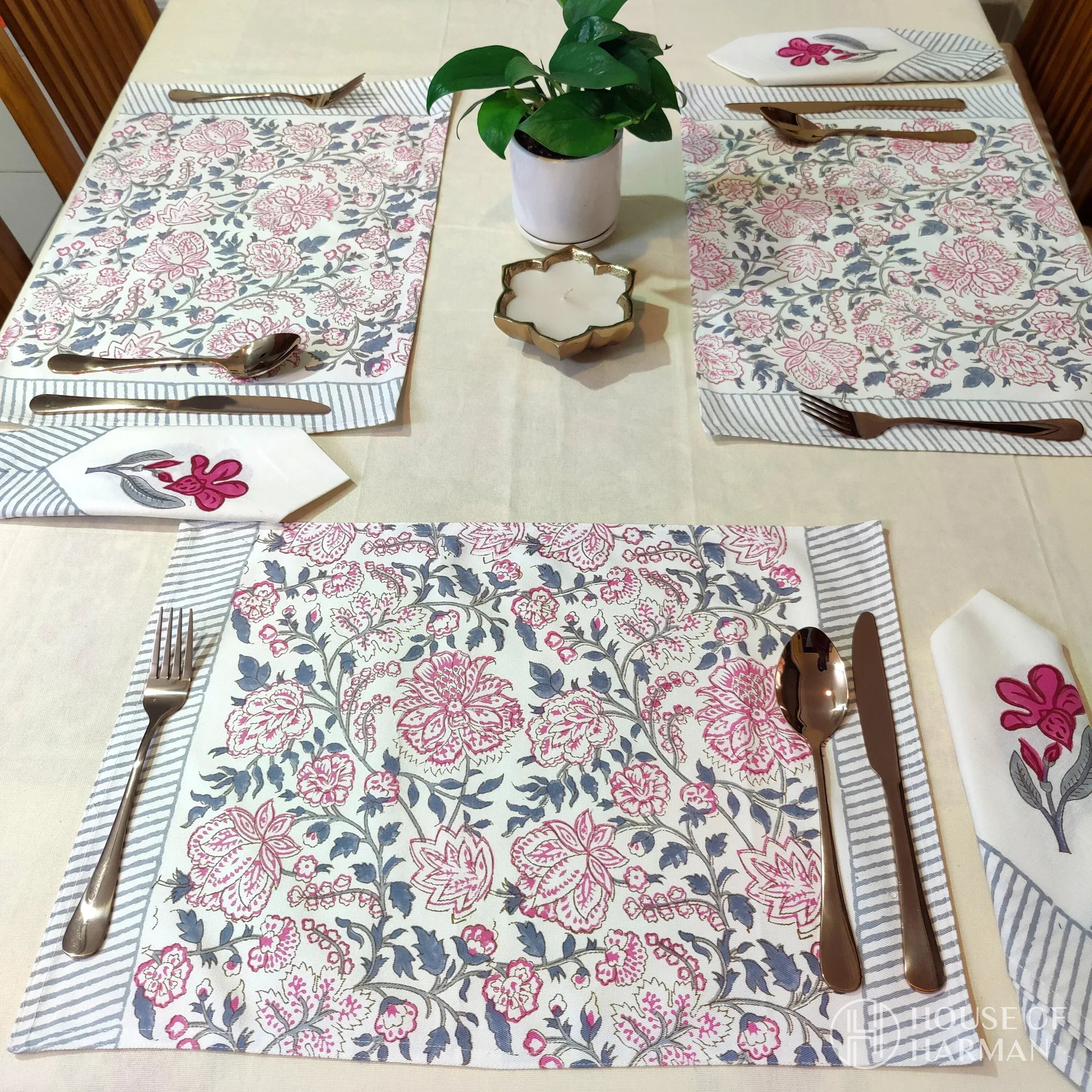 Peony Glimmer Placemats - HOUSE OF HARMAN