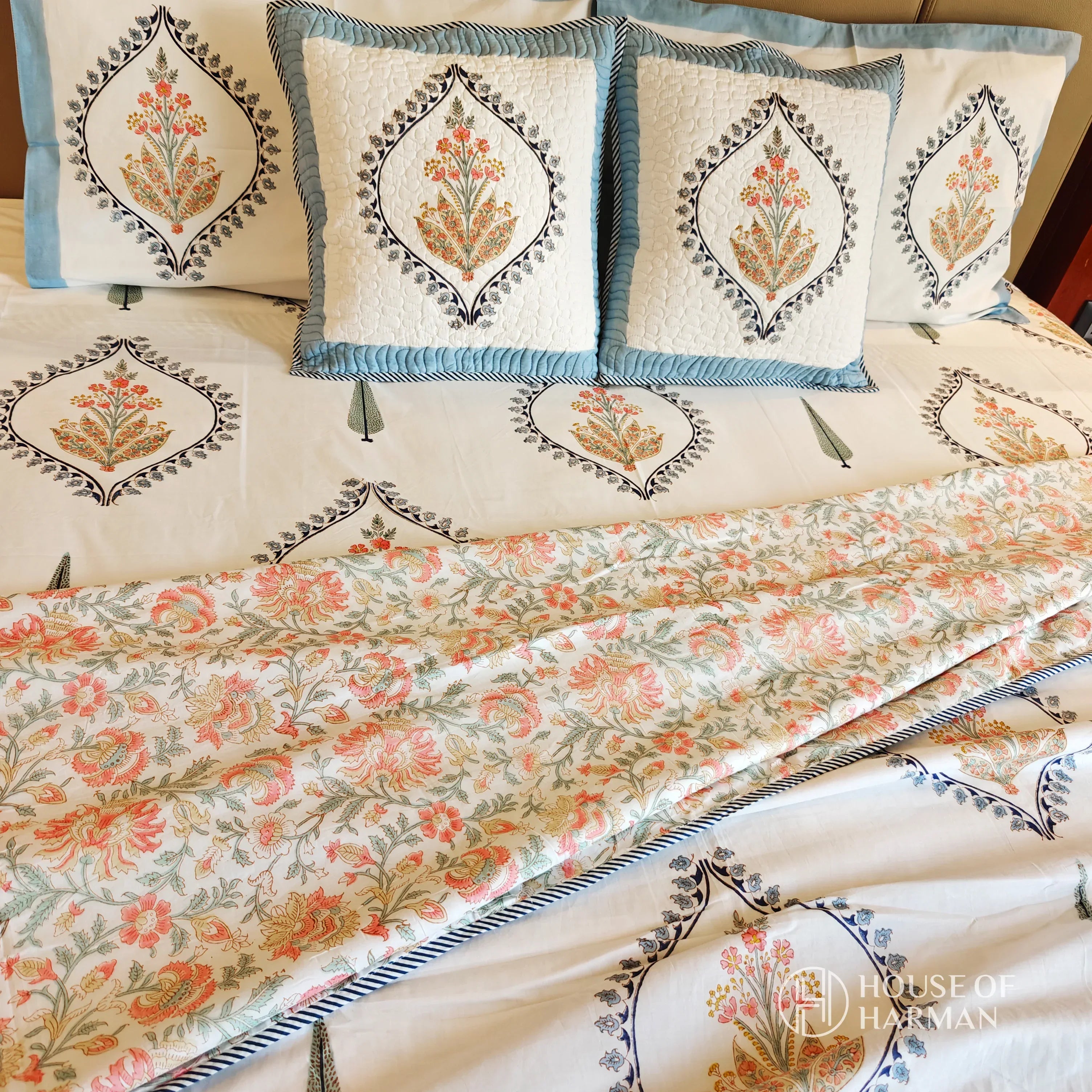 Sylvan Pine Symphony Bedsheet and Dohar - HOUSE OF HARMAN