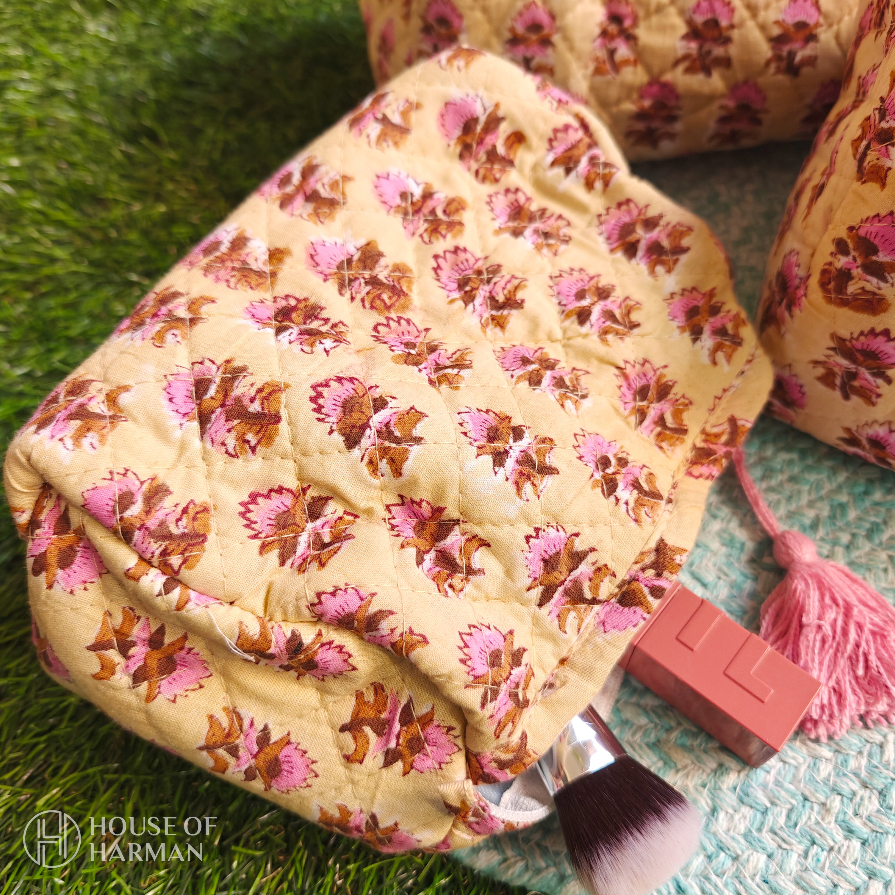 Multipurpose Pouches- Set of Three I Waterproof Lining I Four Mini Pockets Inside