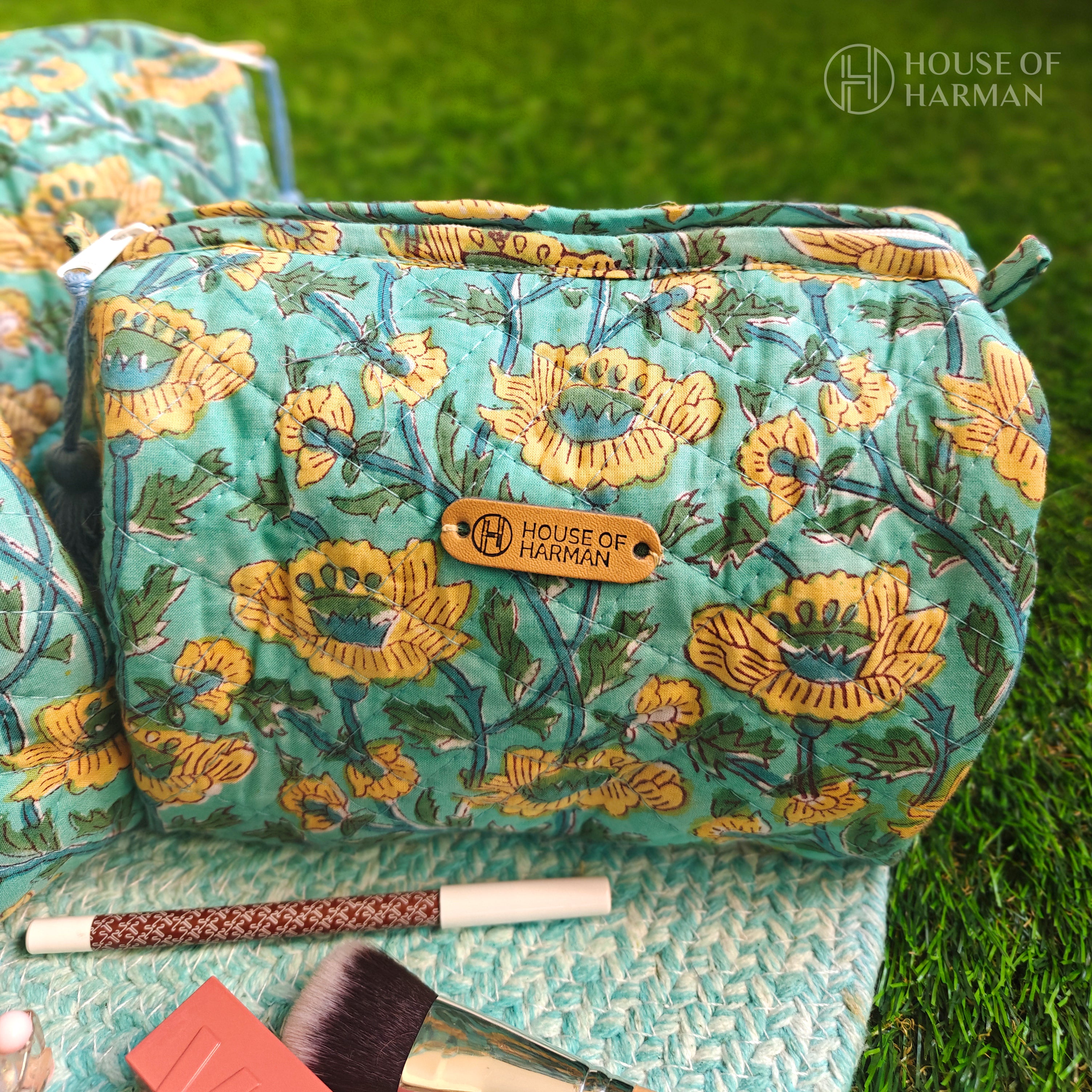 Multipurpose Pouches- Set of Three I Waterproof Lining I Four Mini Pockets Inside