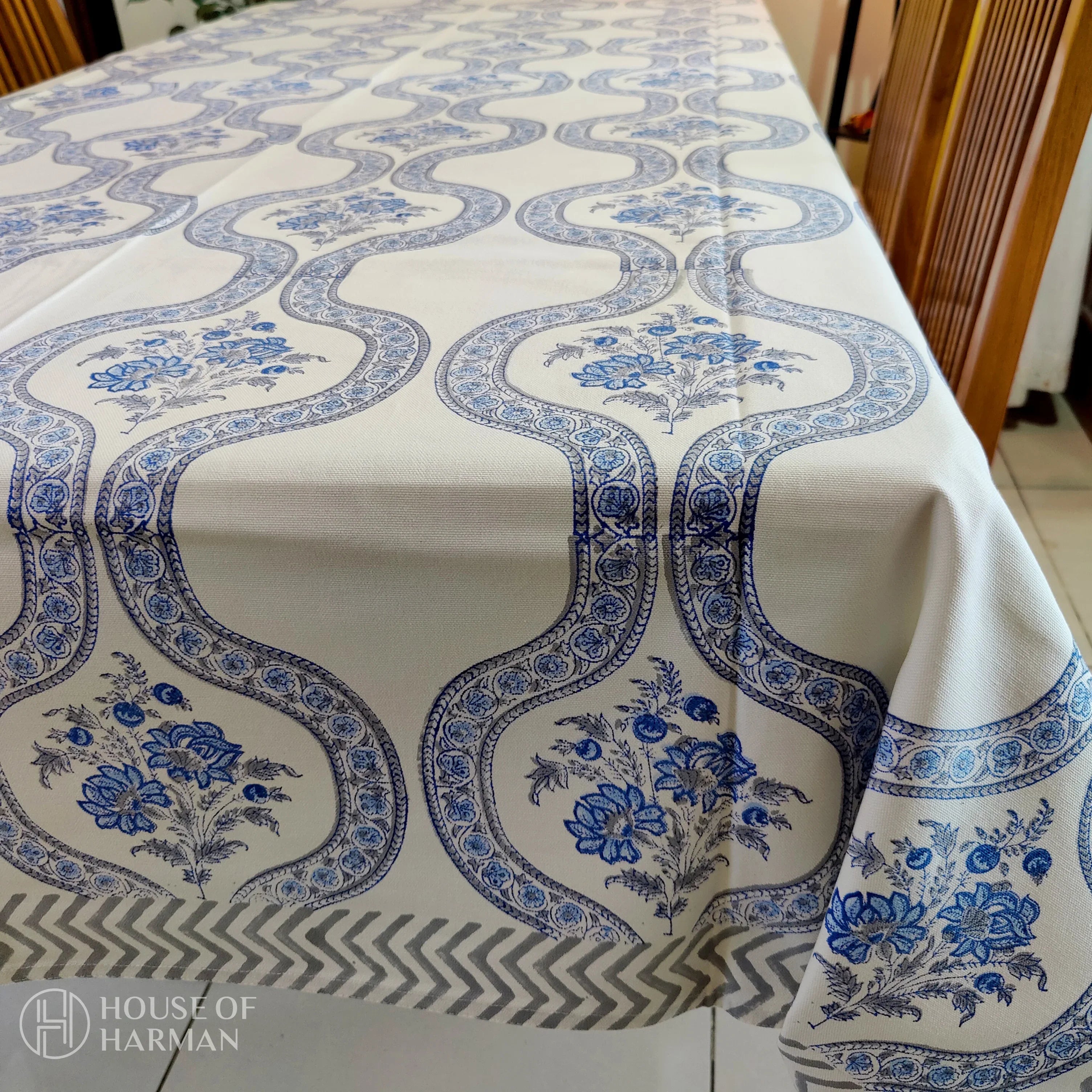 Sapphire Waves Table Cover - HOUSE OF HARMAN