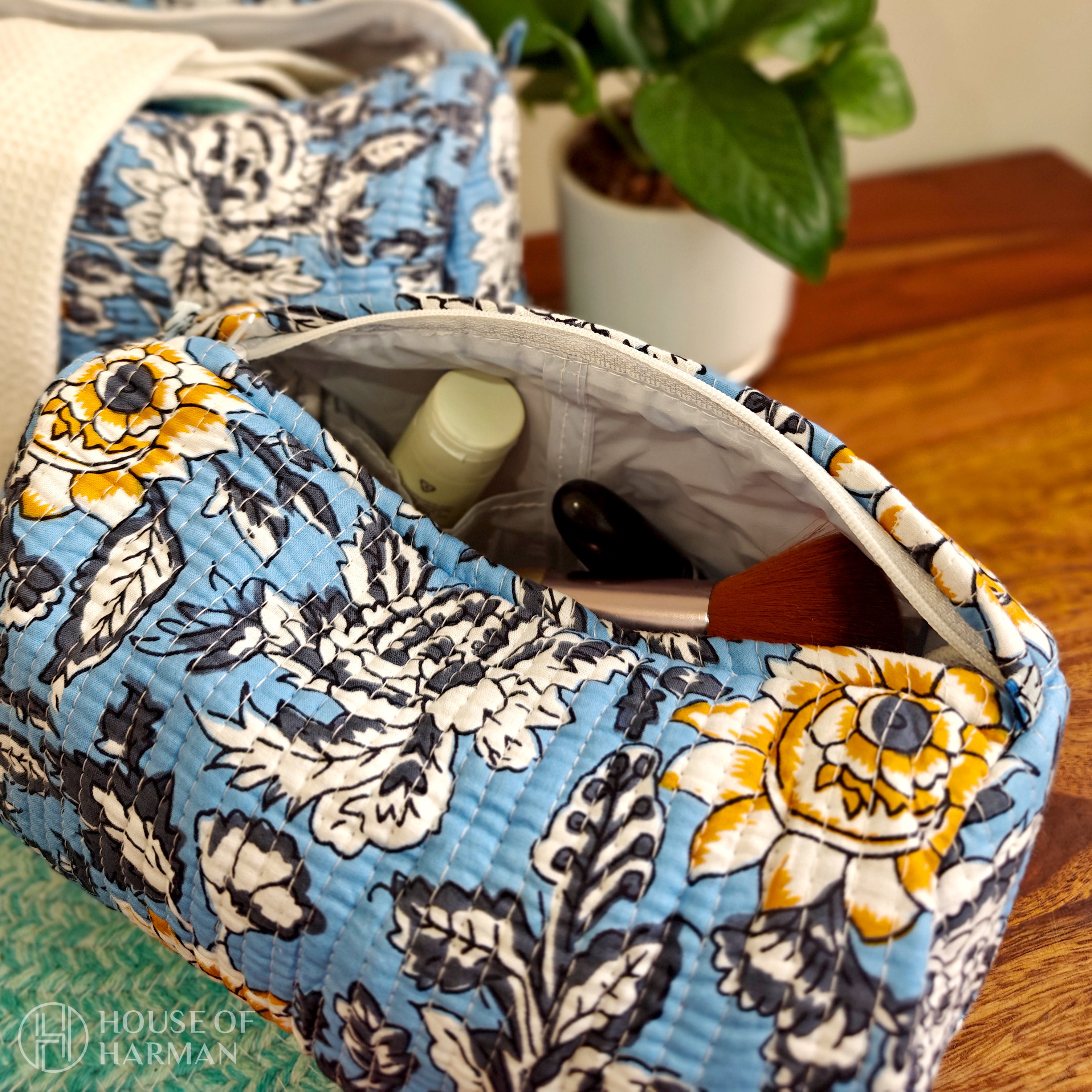 Multipurpose Pouches- Set of Three I Waterproof Lining I Four Mini Pockets Inside