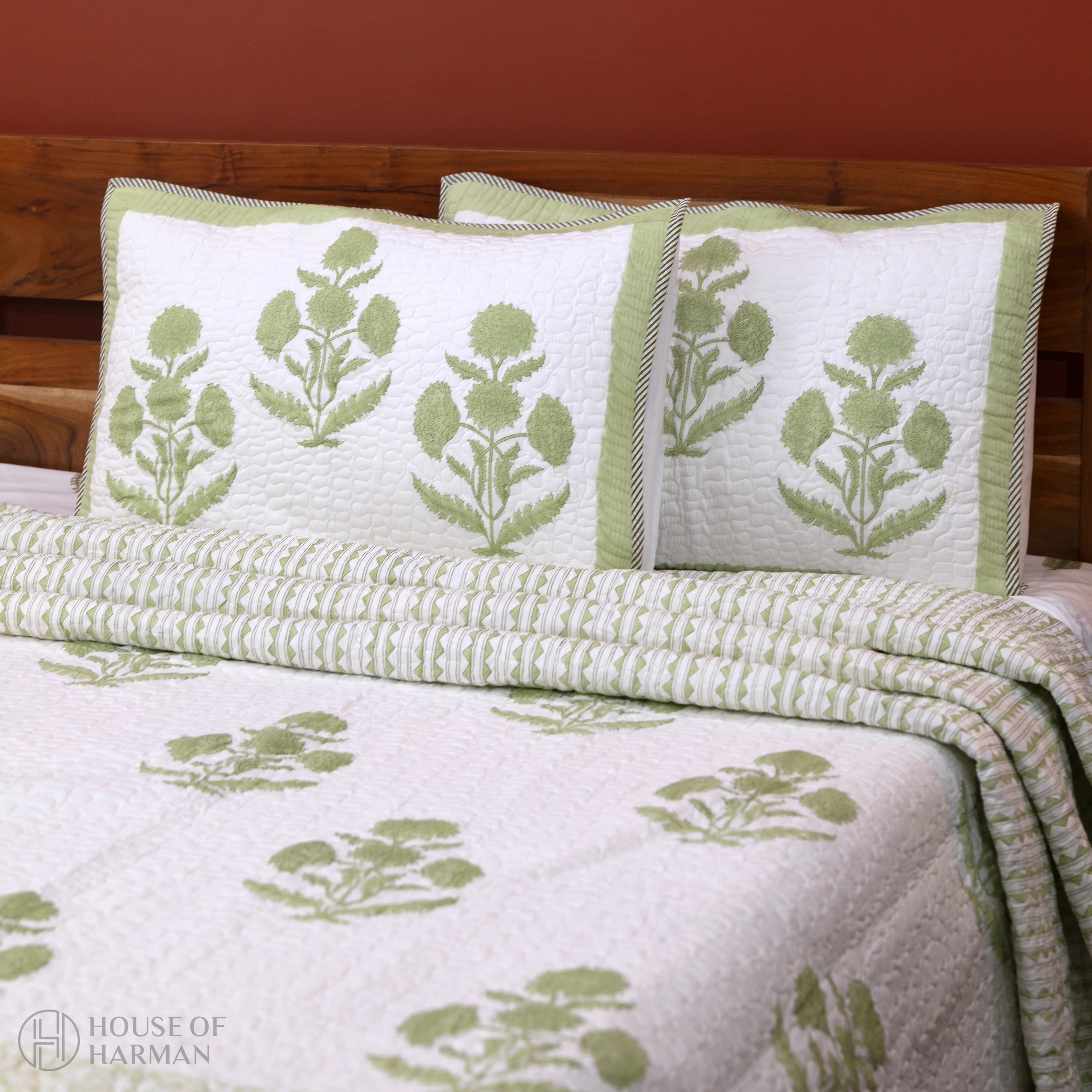 Emerald Wildpoppy Dreams Bedcover - HOUSE OF HARMAN