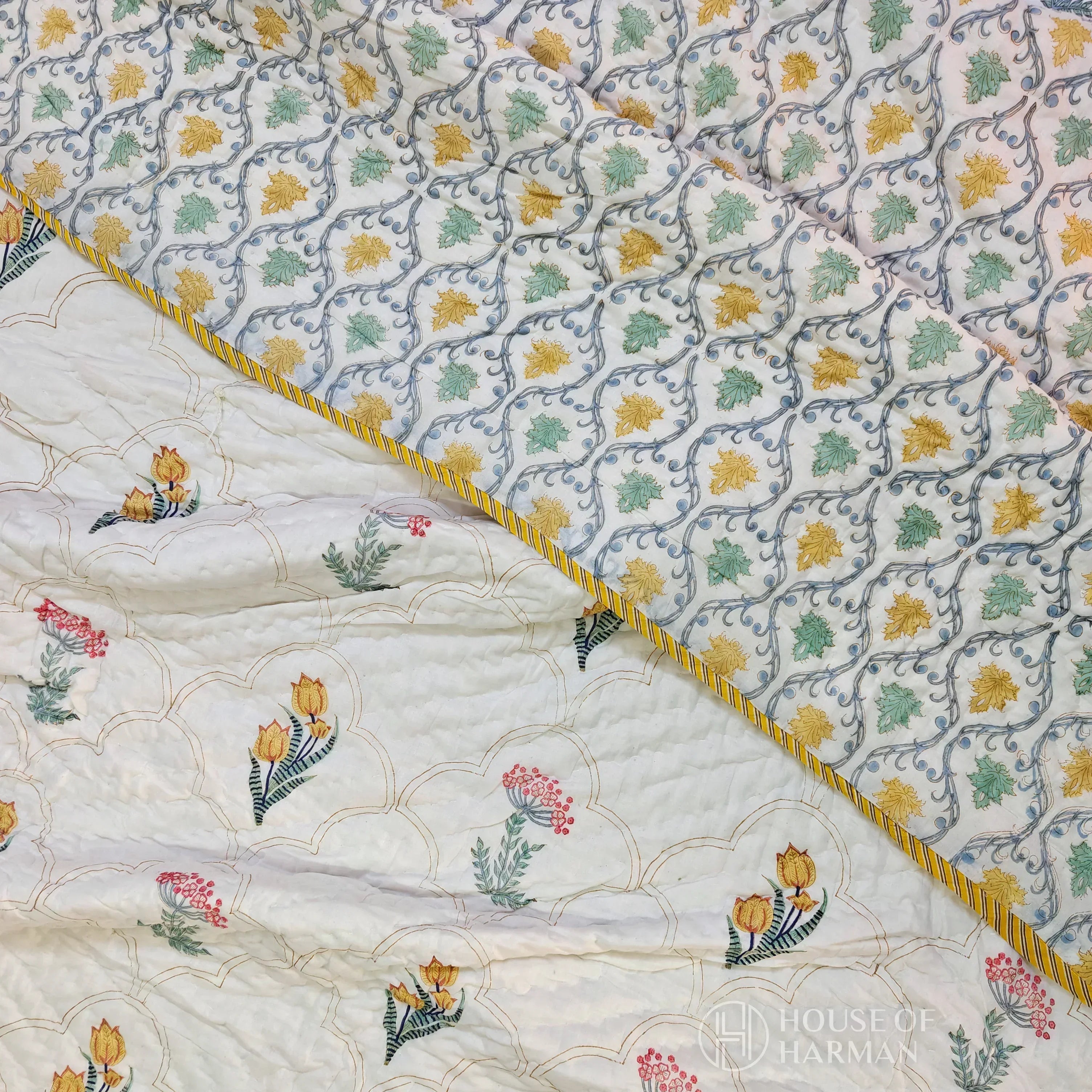 Jharokha Charbagh Bedsheet and Quilt - HOUSE OF HARMAN