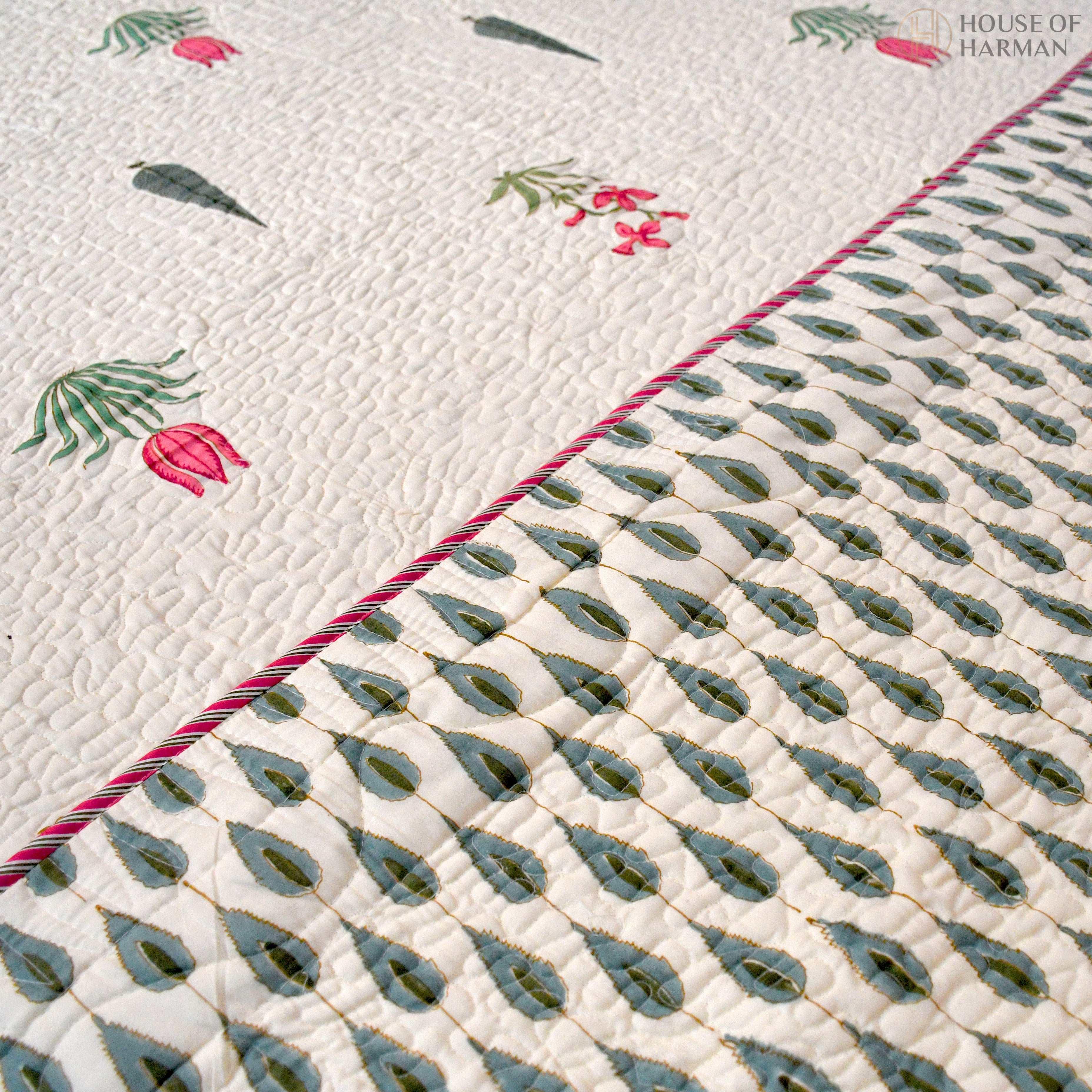 Sunlit Meadow Charm Bedcover (Beige Base) - HOUSE OF HARMAN