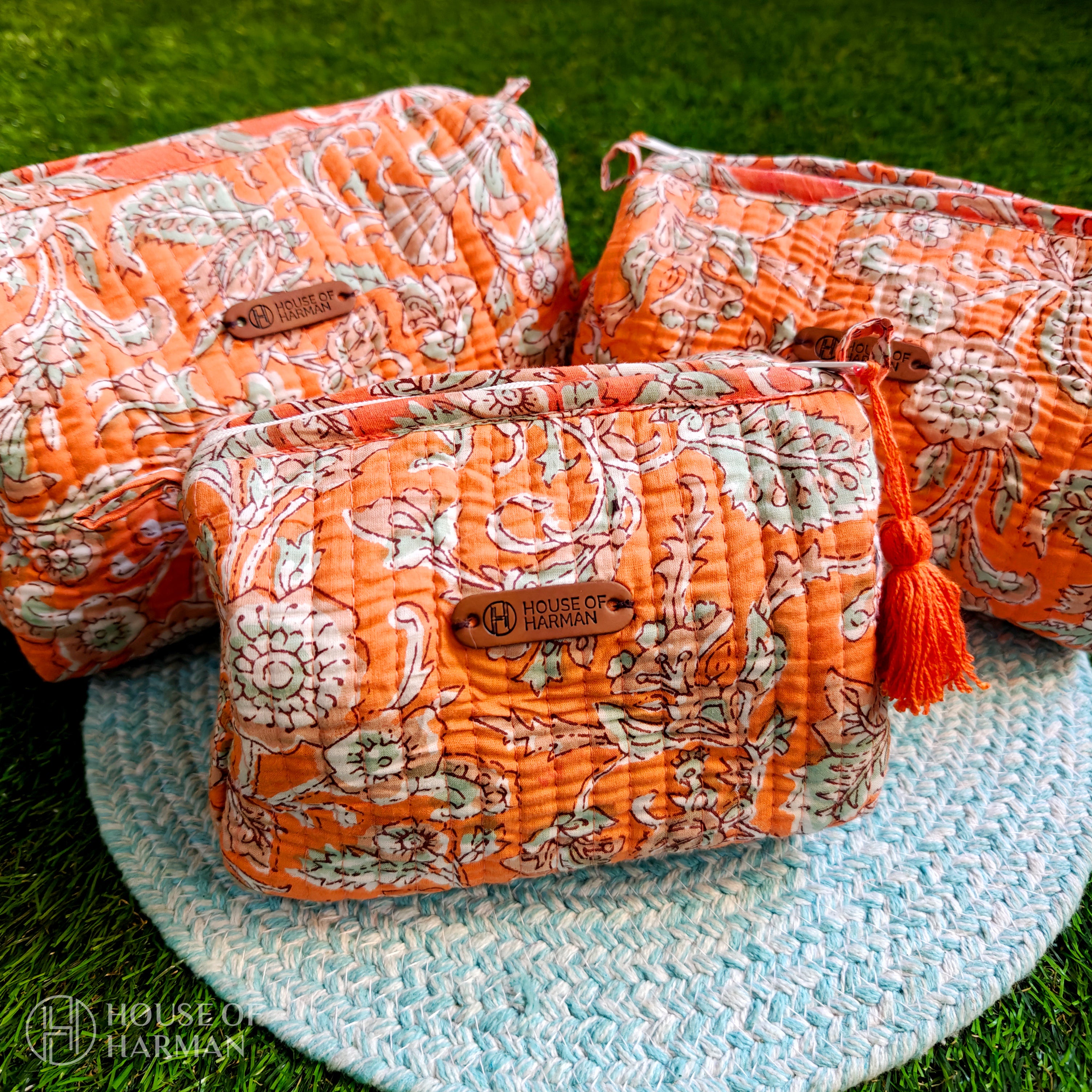 Multipurpose Pouches- Set of Three I Waterproof Lining I Four Mini Pockets Inside