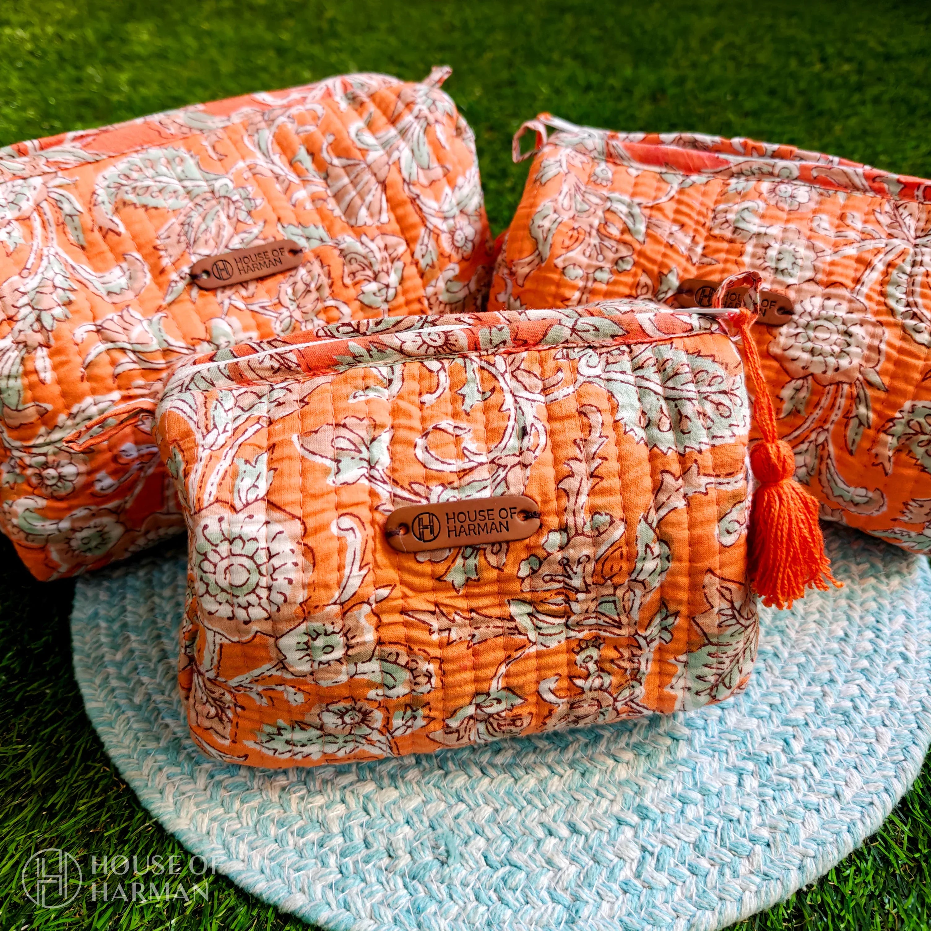 Multipurpose Pouches- Set of Three I Waterproof Lining I Four Mini Pockets Inside - HOUSE OF HARMAN