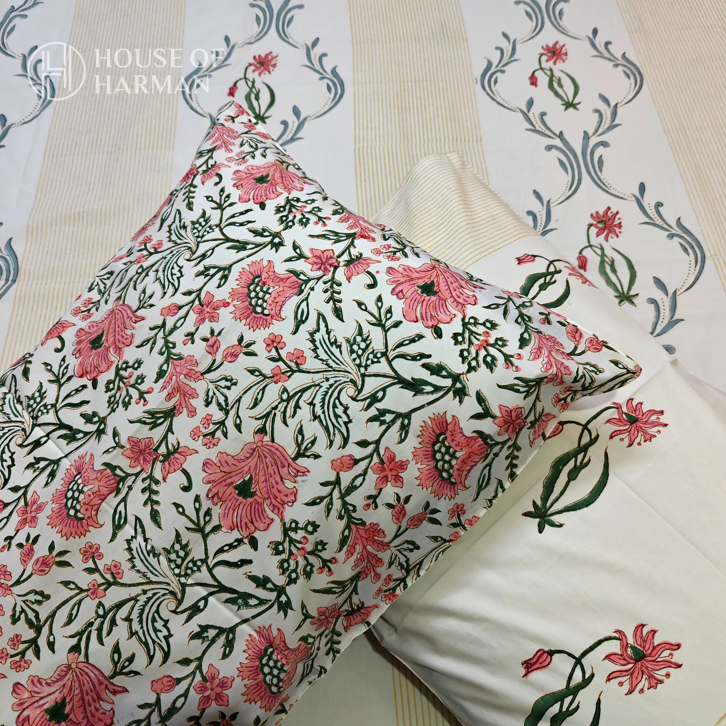 Ivory Floral Serenade Bedsheet - HOUSE OF HARMAN
