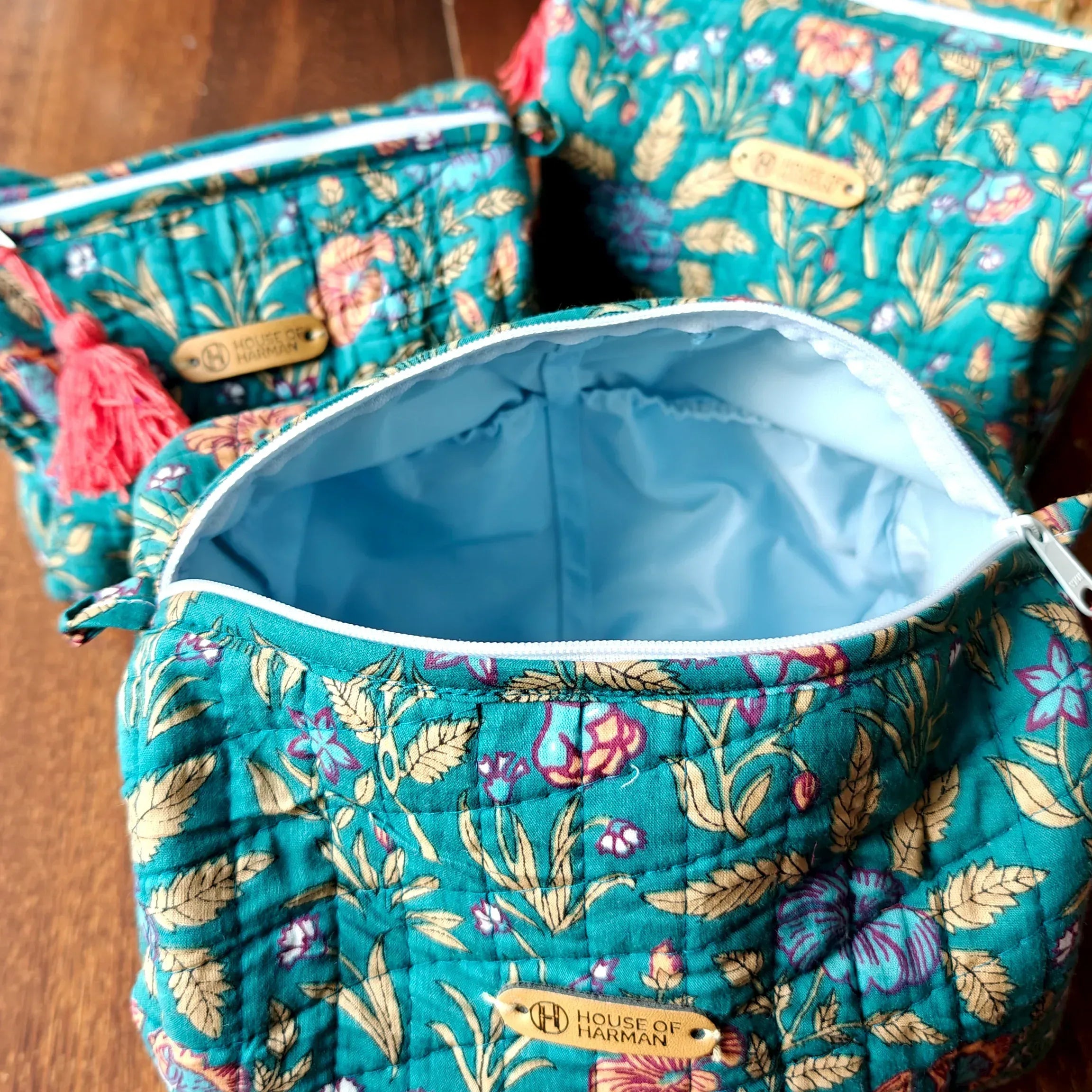 Multipurpose Pouches- Set of Three I Waterproof Lining I Four Mini Pockets Inside - HOUSE OF HARMAN