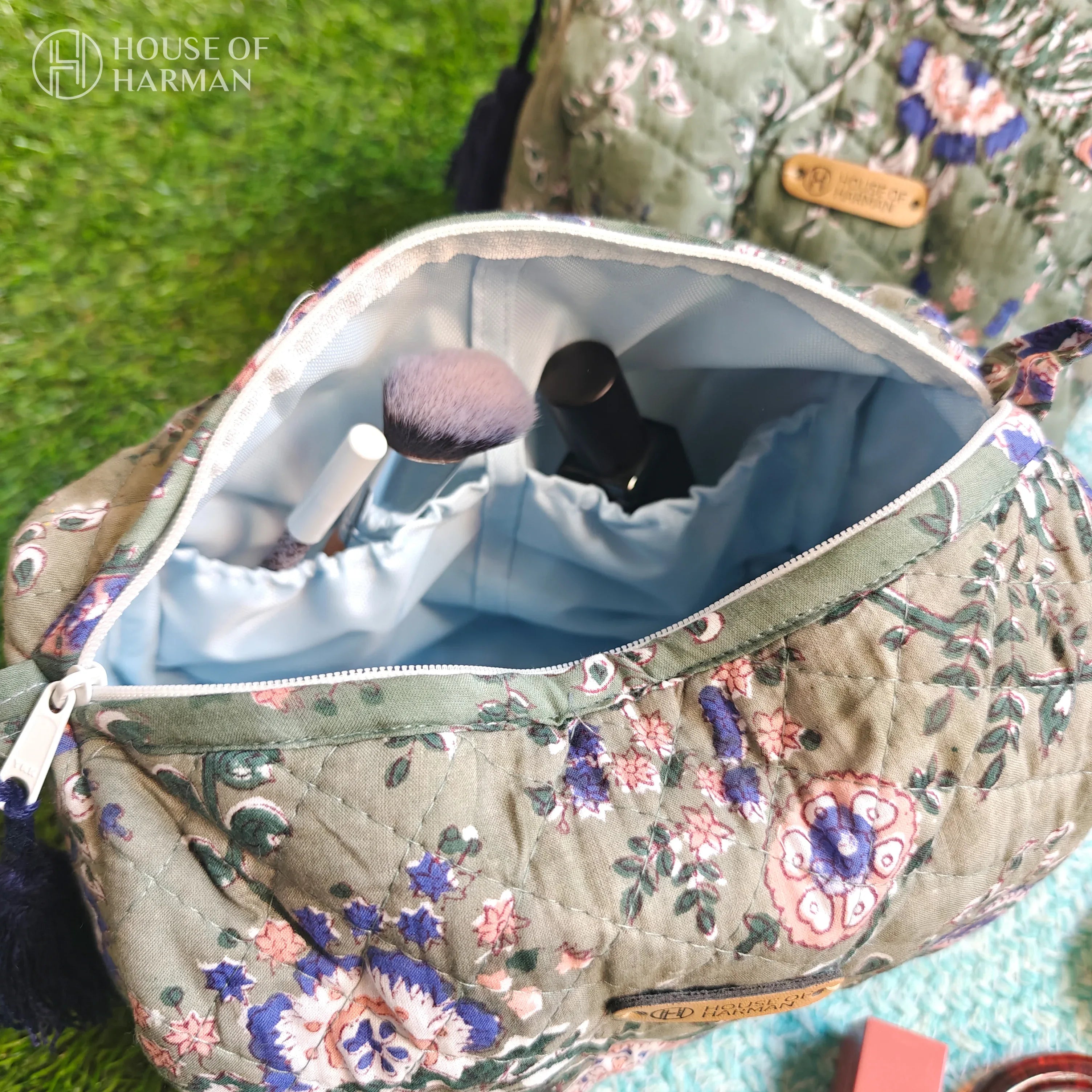 Multipurpose Pouches- Set of Three I Waterproof Lining I Four Mini Pockets Inside - HOUSE OF HARMAN