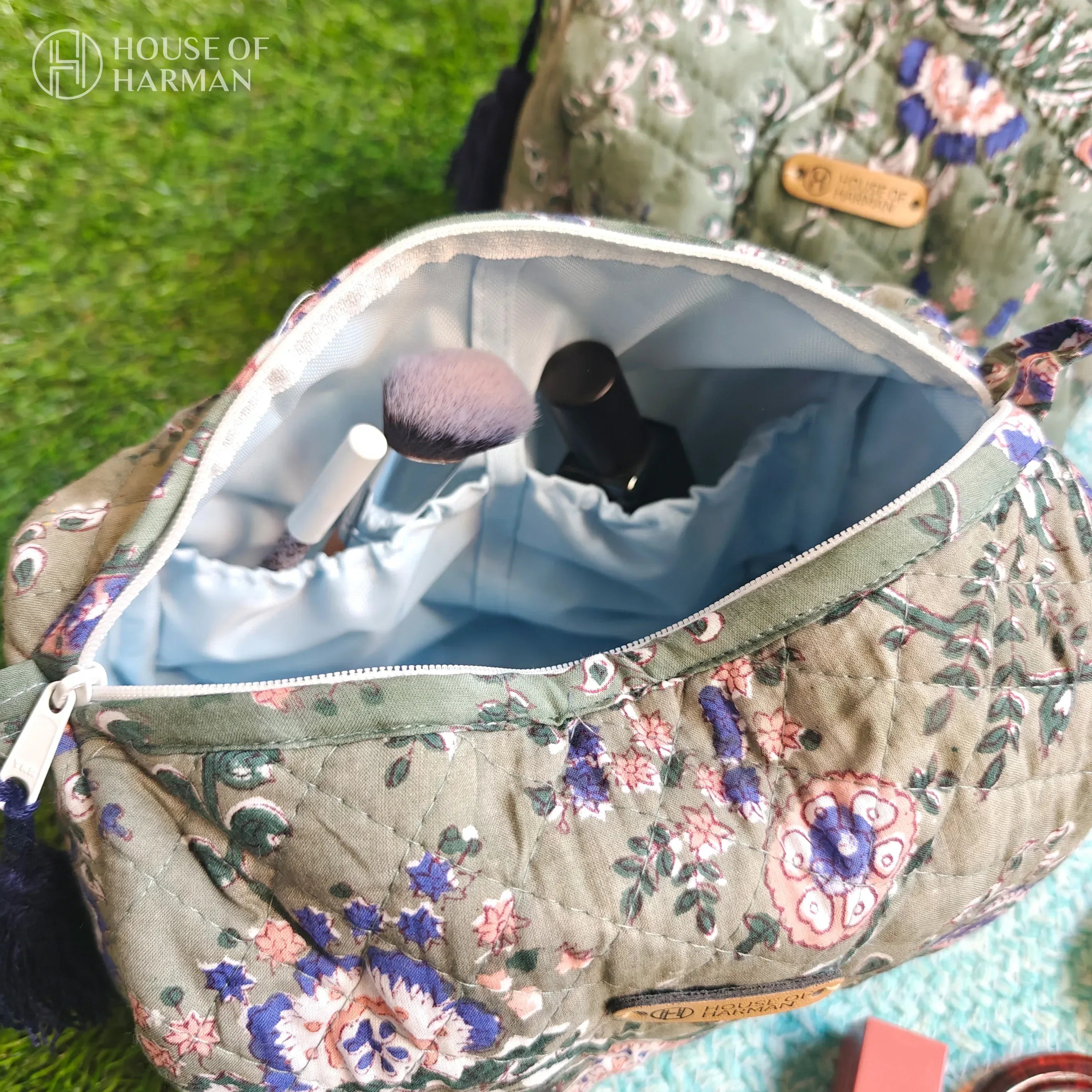 Multipurpose Pouches- Set of Three I Waterproof Lining I Four Mini Pockets Inside - HOUSE OF HARMAN