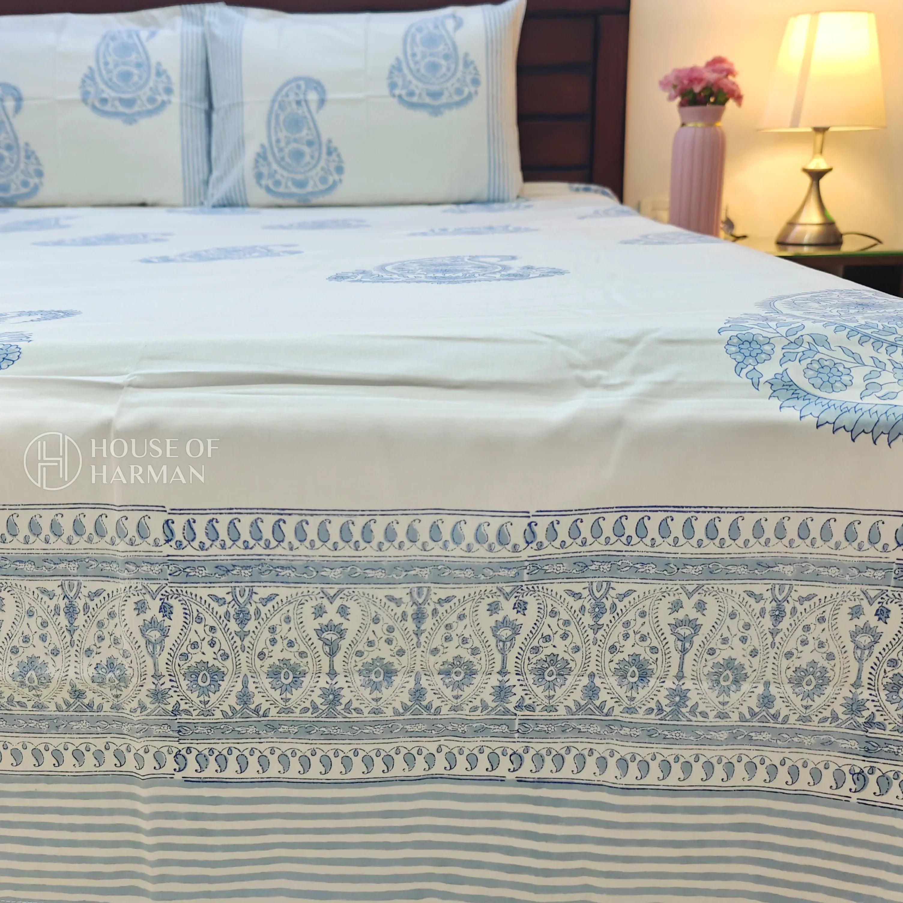 Azure Sky Breeze Bedsheet - HOUSE OF HARMAN