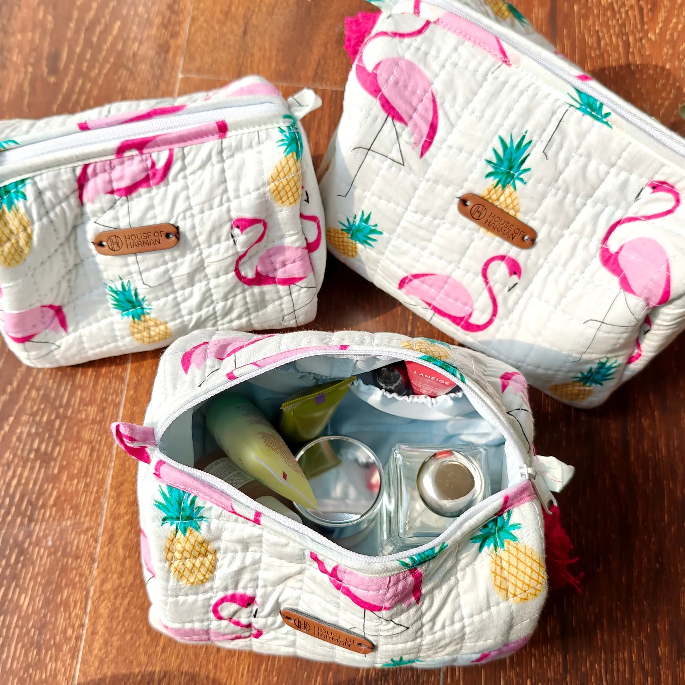 Multipurpose Pouches- Set of Three I Waterproof Lining I Four Mini Pockets Inside - HOUSE OF HARMAN