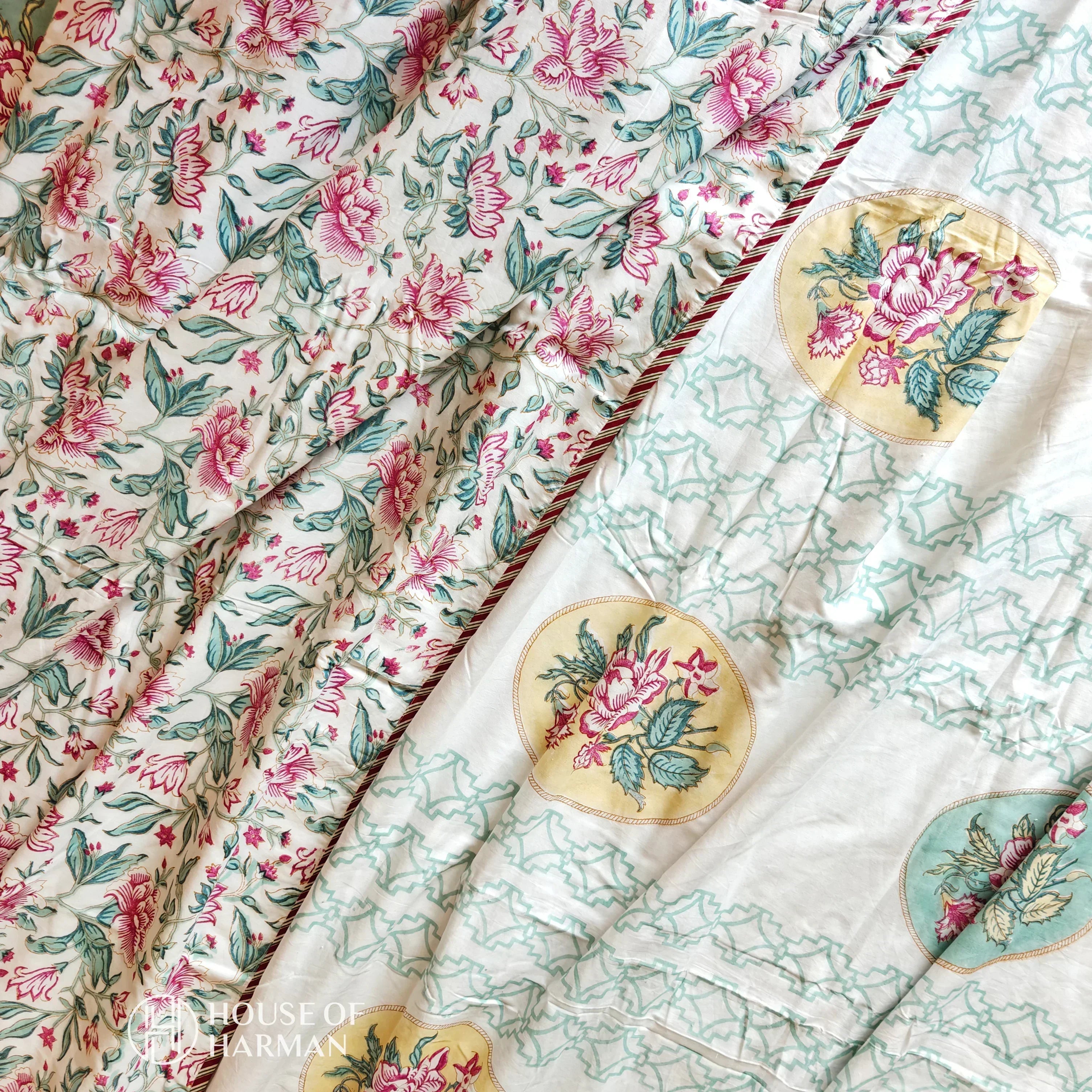 Blushing Rose Elegance Bedsheet and Dohar - HOUSE OF HARMAN