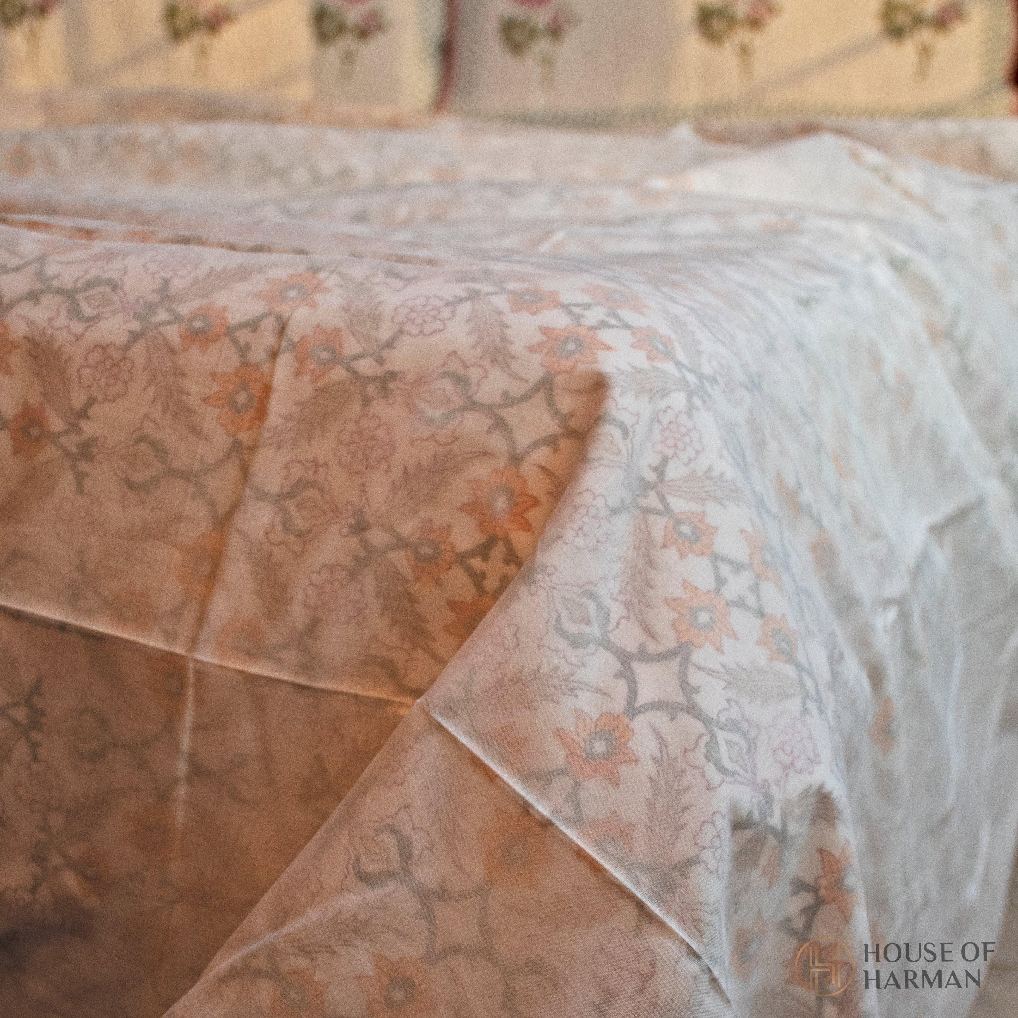 Blush Morning Bloom 3D Mulmul Dohar - HOUSE OF HARMAN